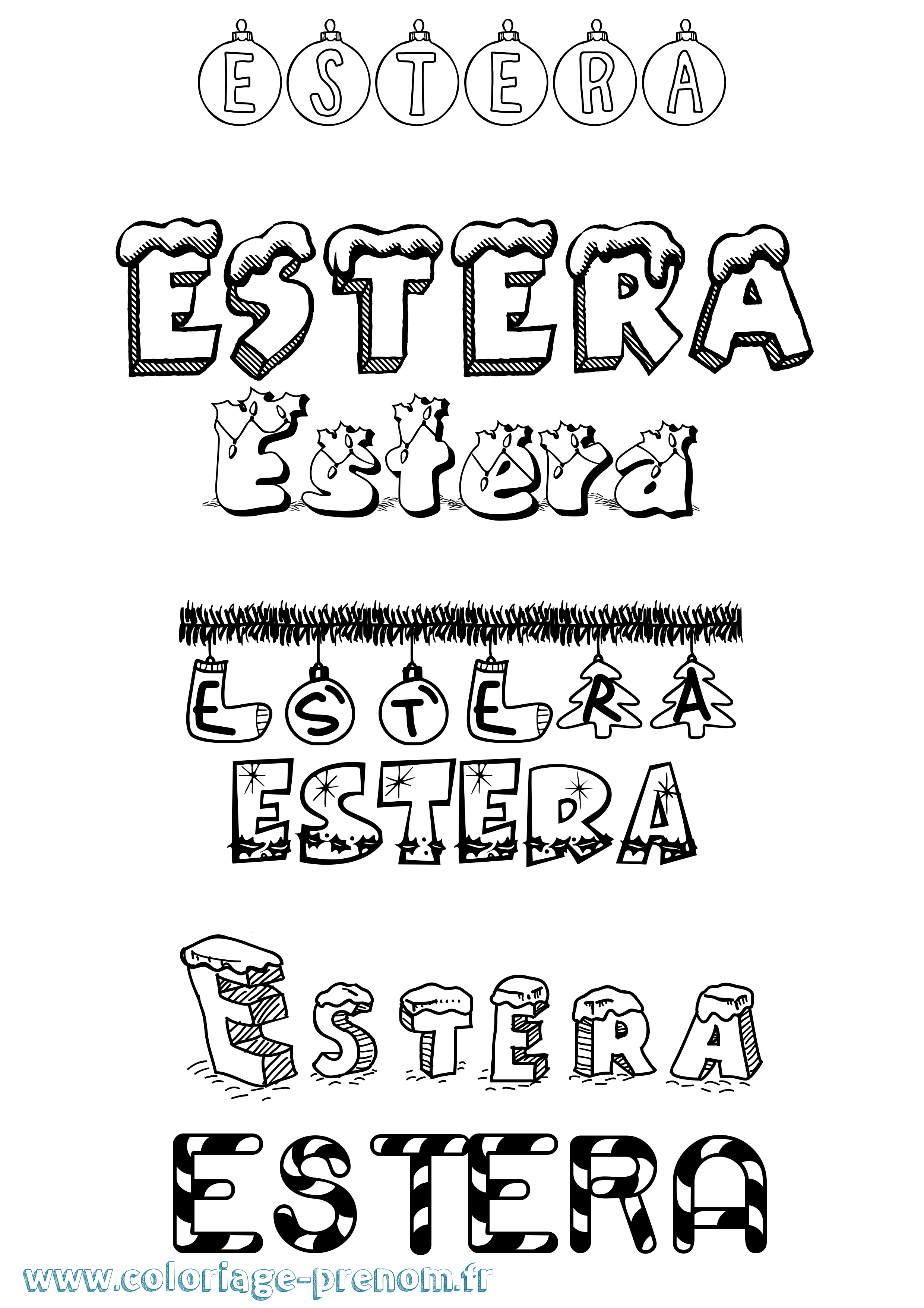 Coloriage Estera Noël Coloriage prénom Estera Noël