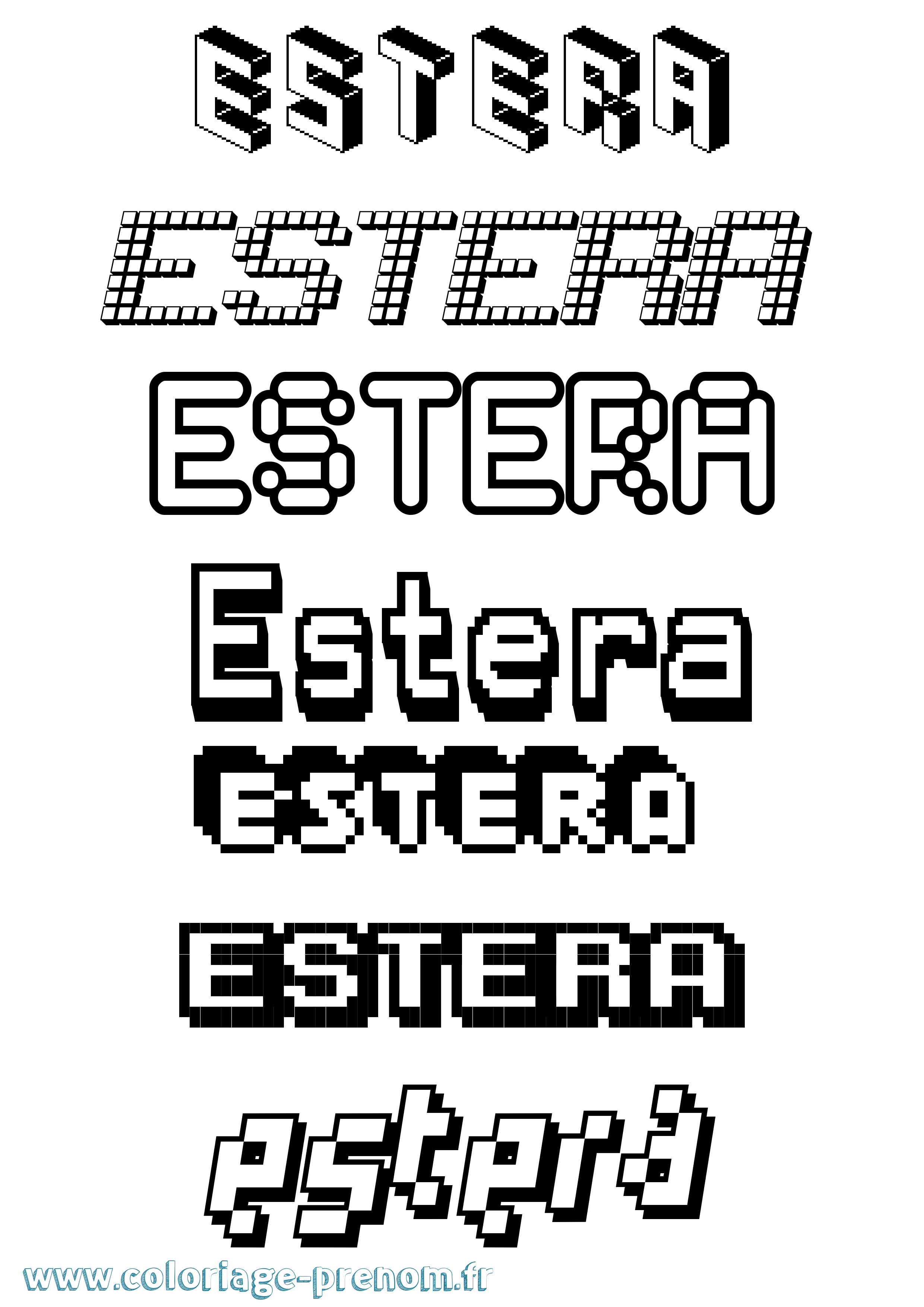 Coloriage Estera Pixel Coloriage prénom Estera Pixel