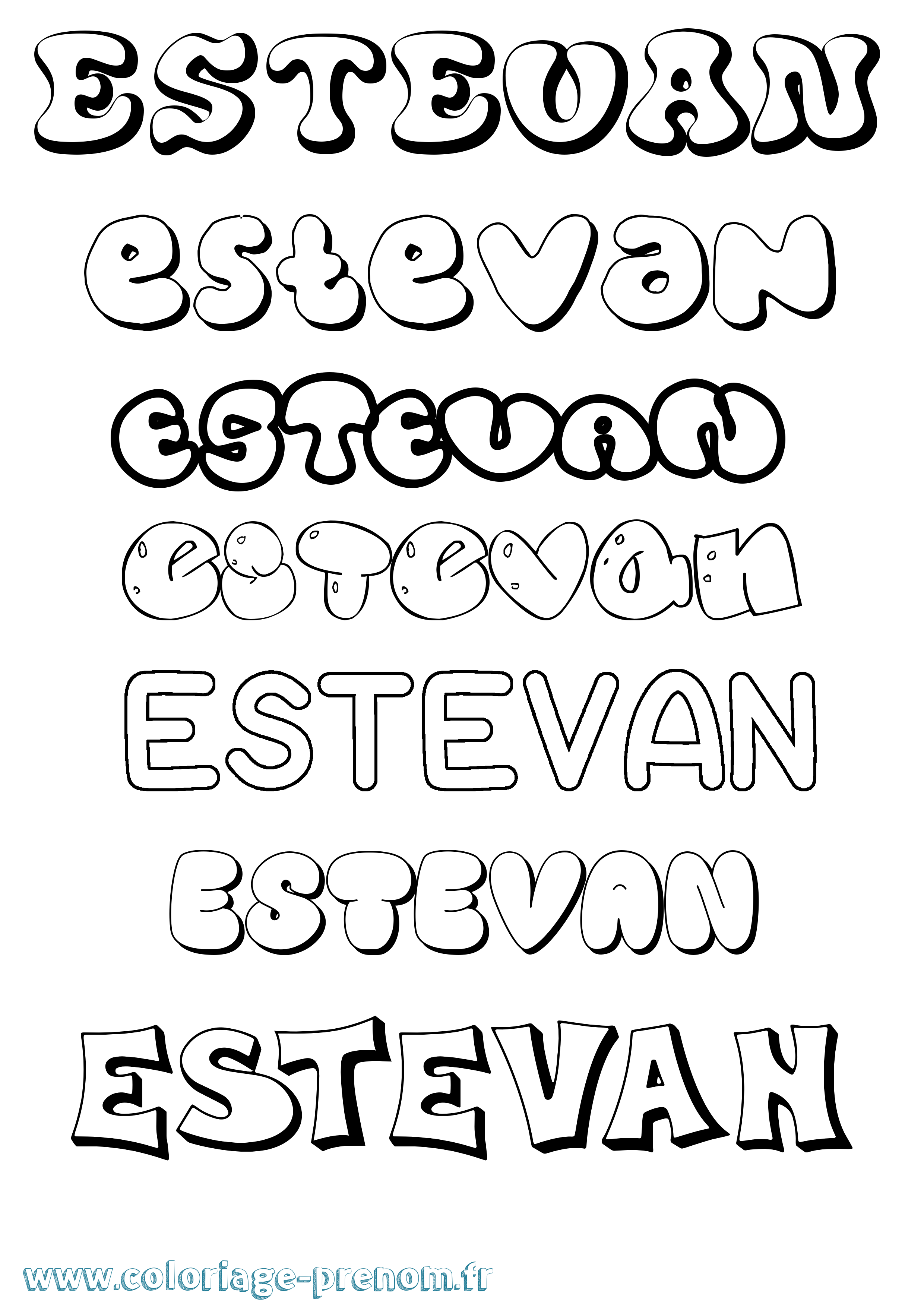 Coloriage Estevan Bubble Coloriage prénom Estevan Bubble