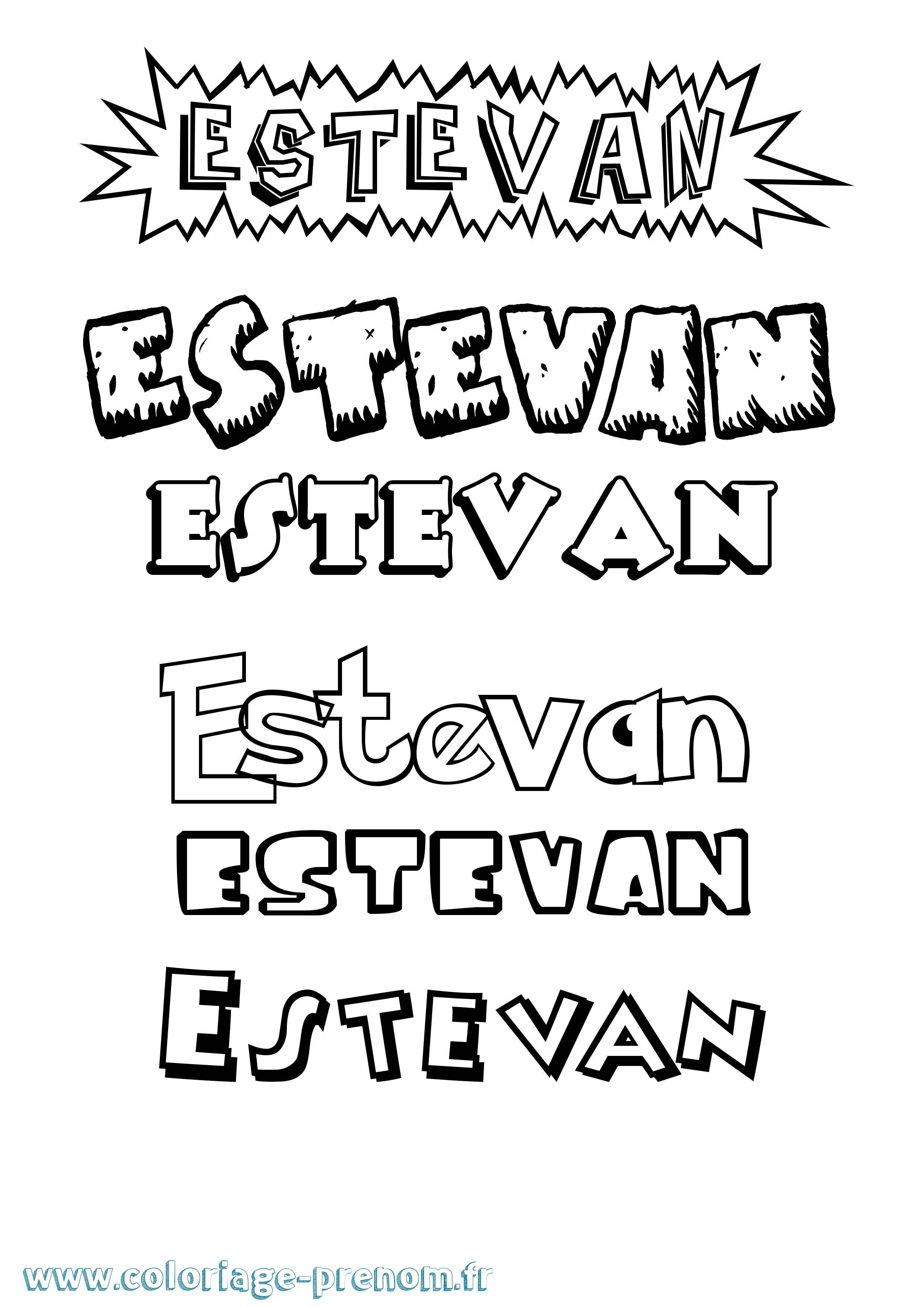 Coloriage Estevan Dessin Animé Coloriage prénom Estevan Dessin Animé