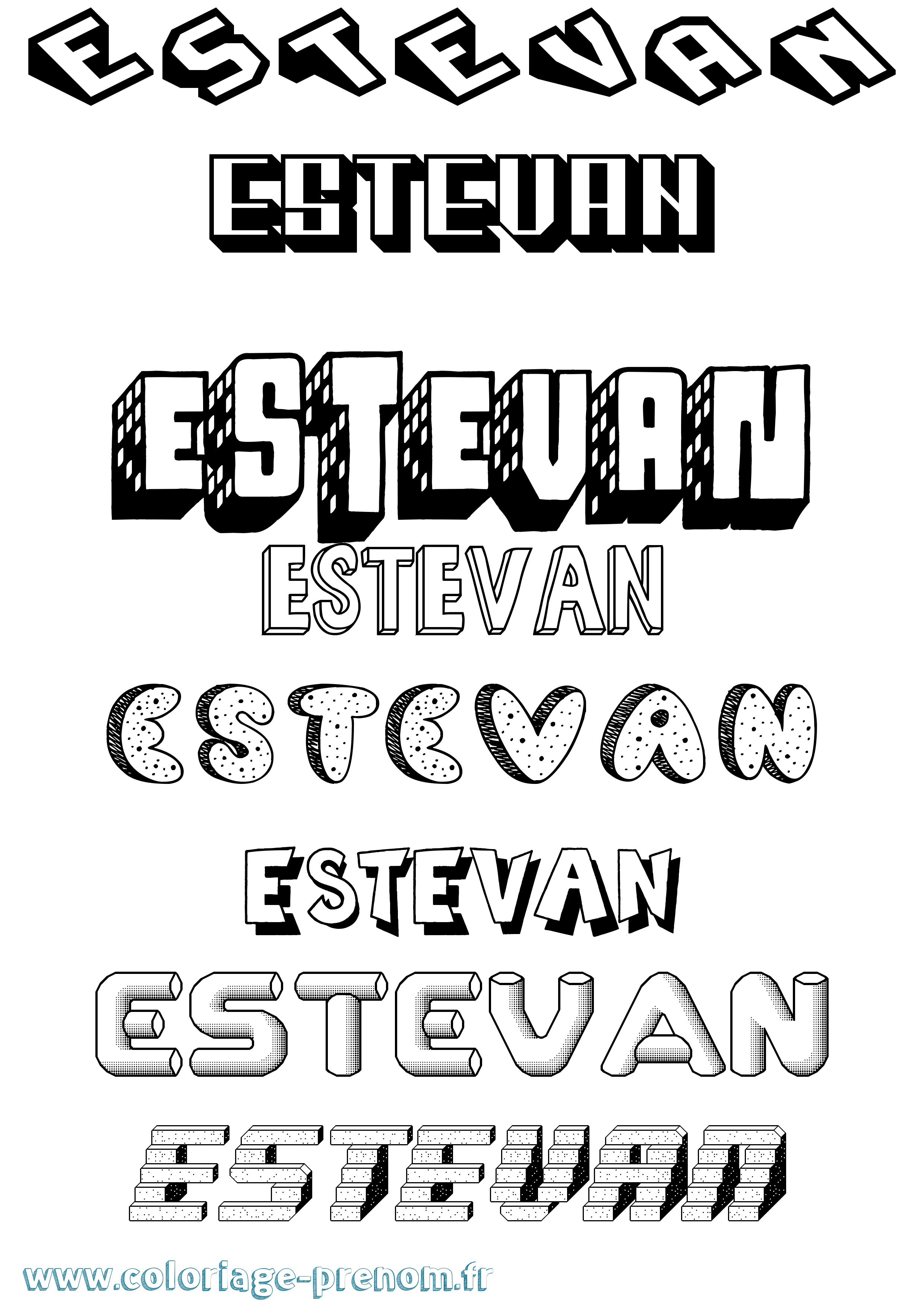 Coloriage Estevan Effet 3D Coloriage prénom Estevan Effet 3D