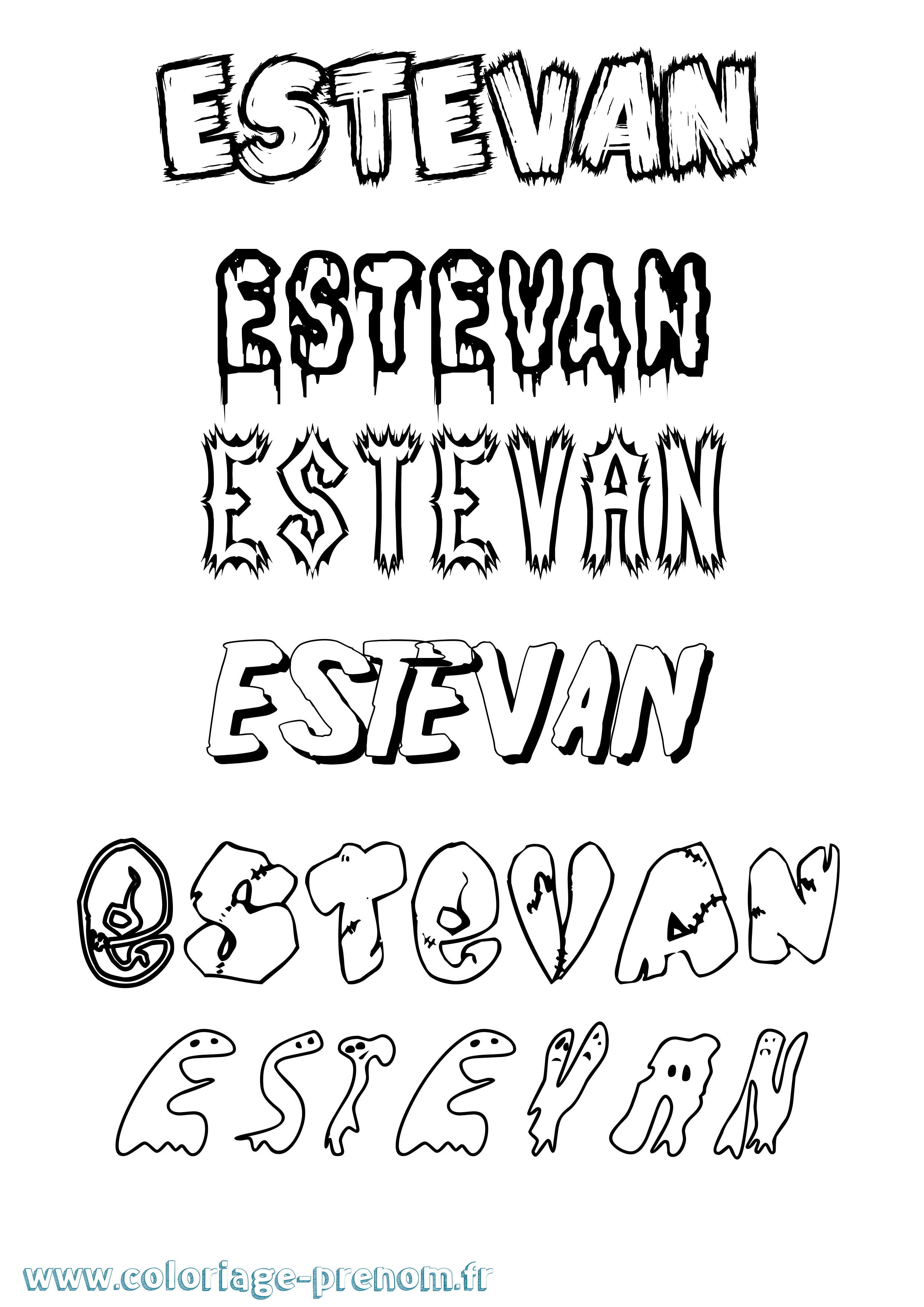 Coloriage Estevan Frisson Coloriage prénom Estevan Frisson