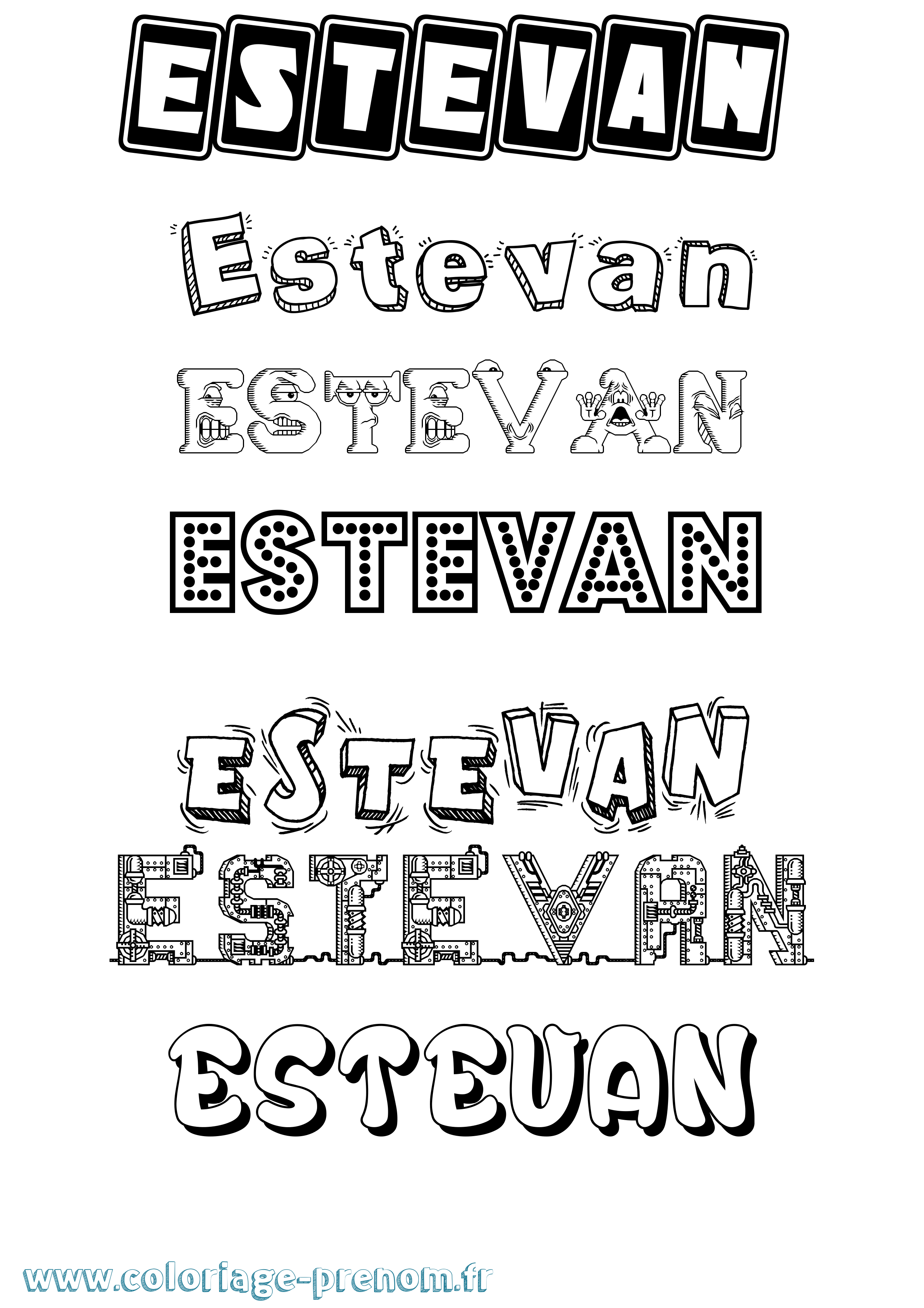 Coloriage Estevan Fun Coloriage prénom Estevan Fun