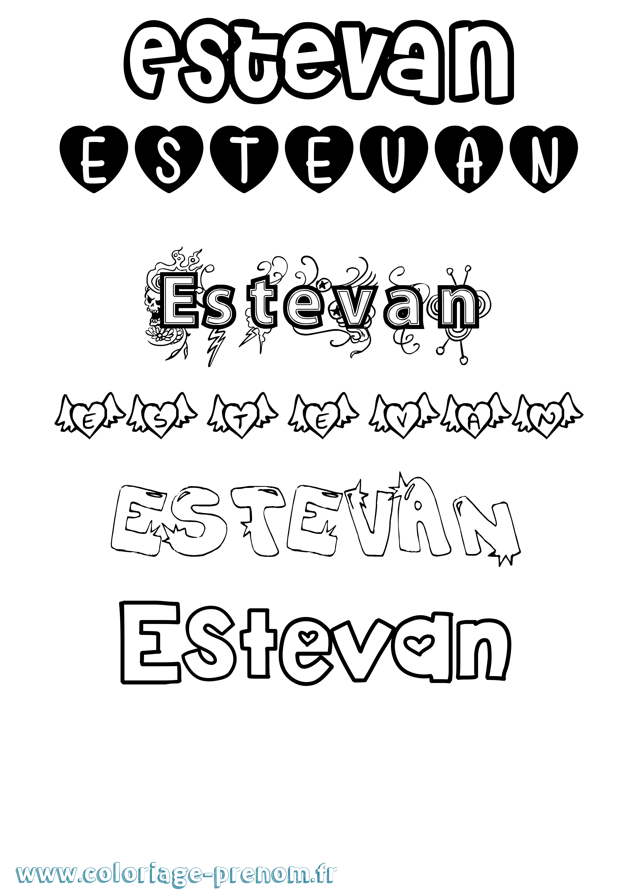 Coloriage Estevan Girly Coloriage prénom Estevan Girly