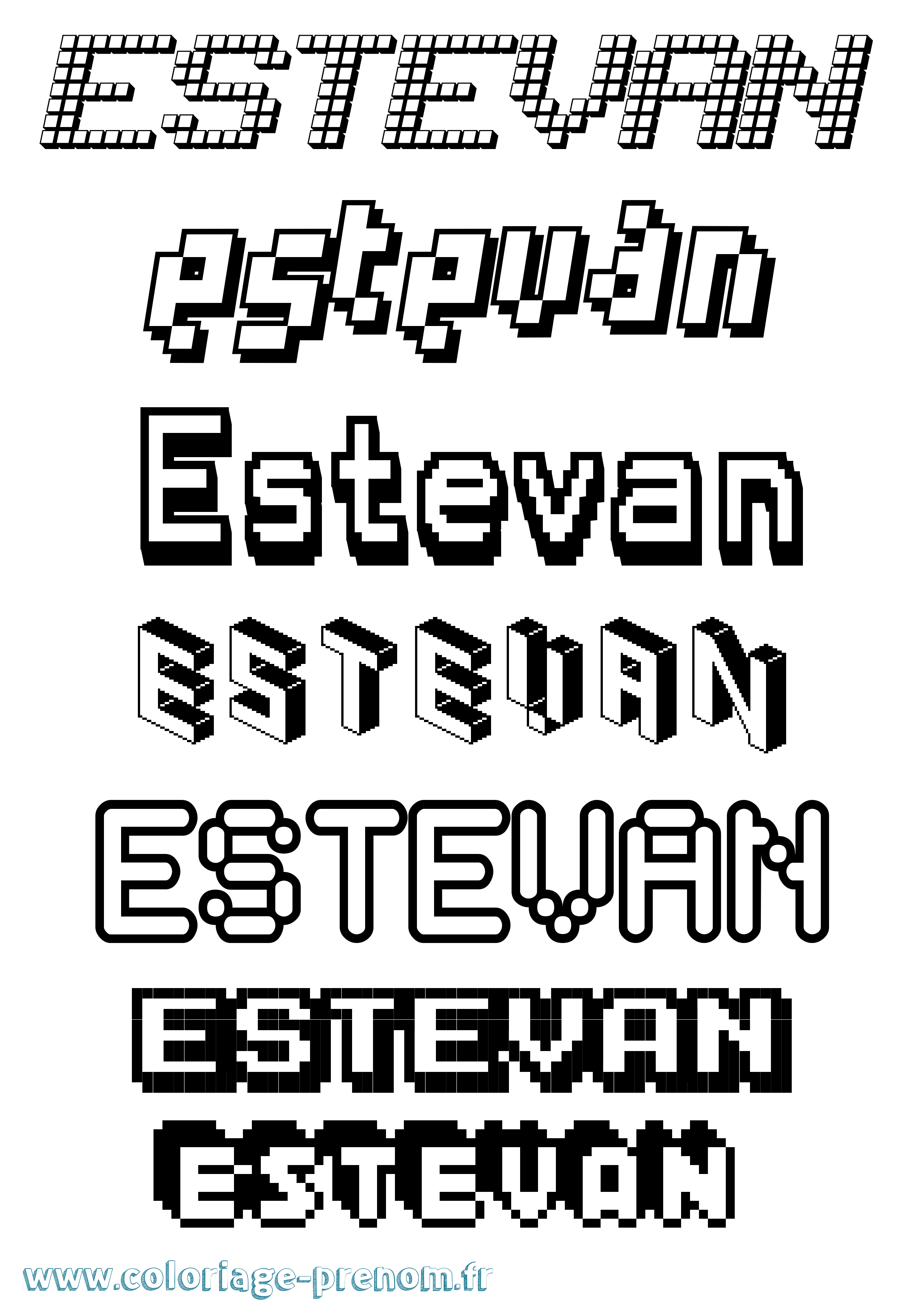 Coloriage Estevan Pixel Coloriage prénom Estevan Pixel