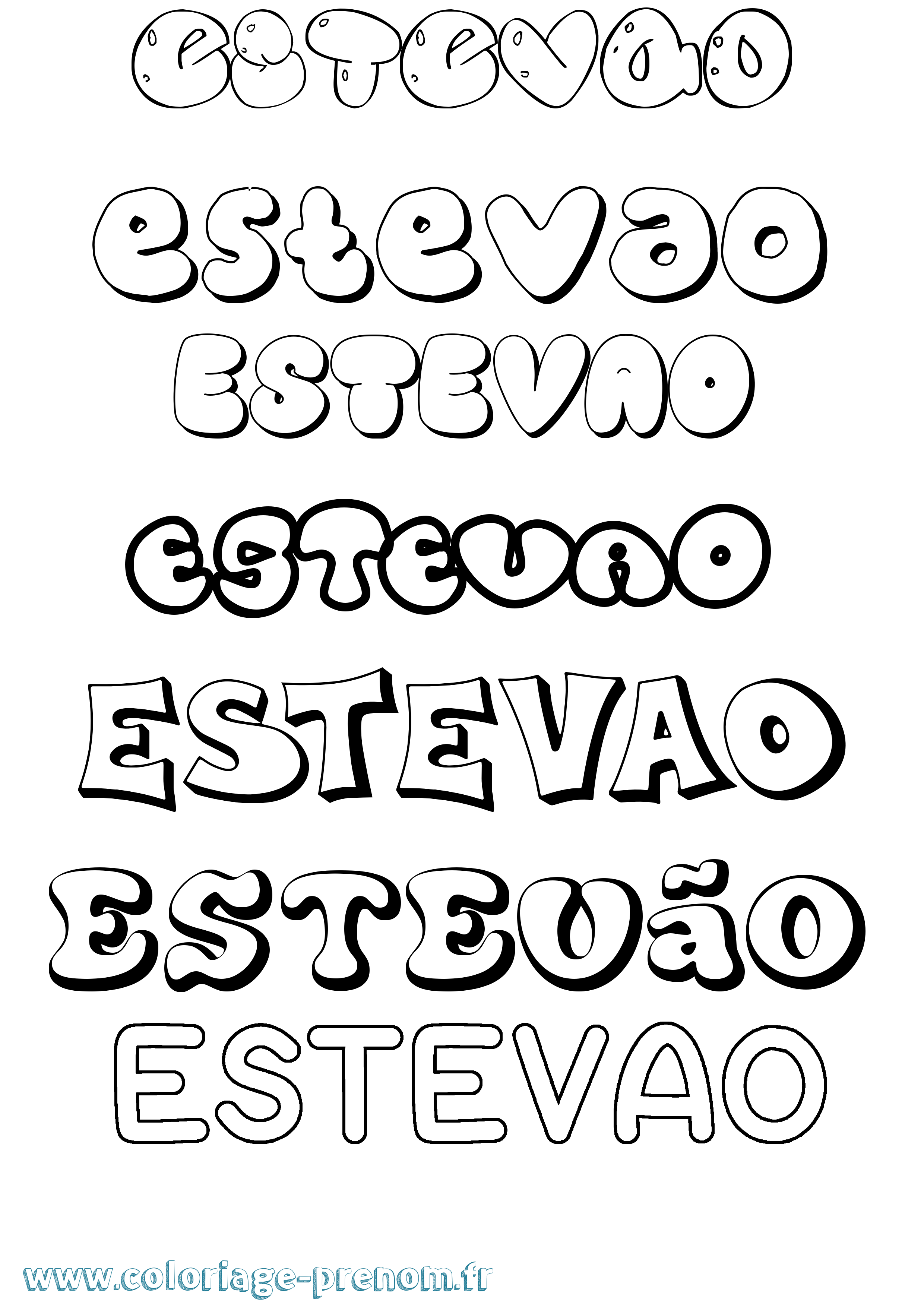 Coloriage Estevão Bubble Coloriage prénom Estevão Bubble