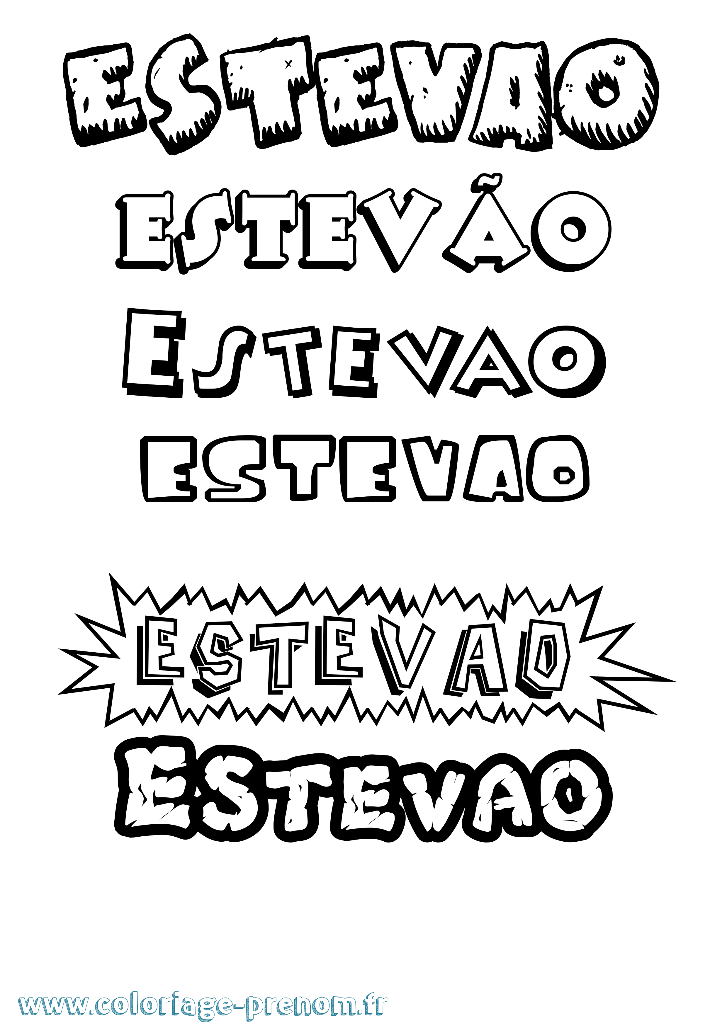 Coloriage Estevão Dessin Animé Coloriage prénom Estevão Dessin Animé
