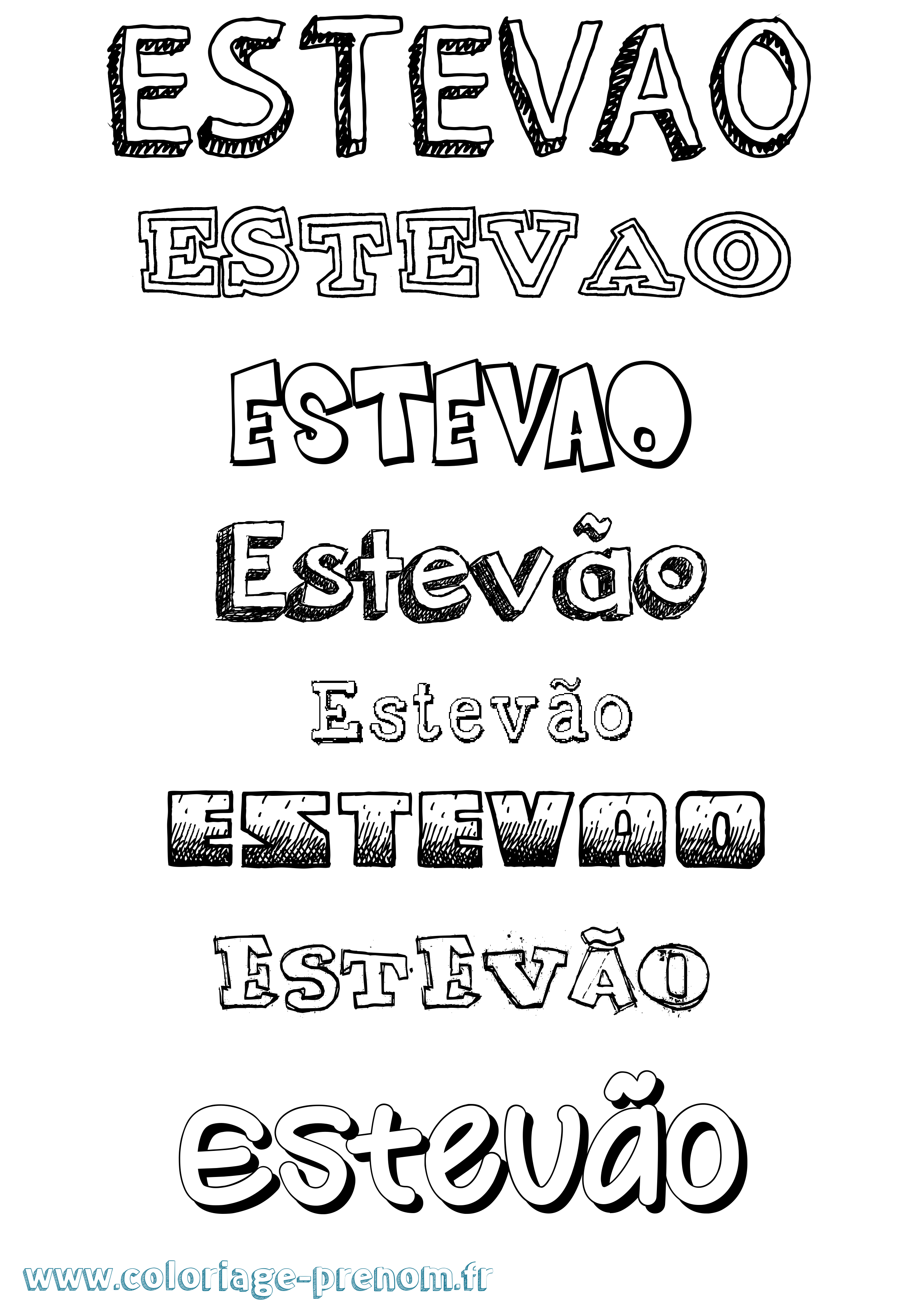 Coloriage Estevão Dessiné Coloriage prénom Estevão Dessiné