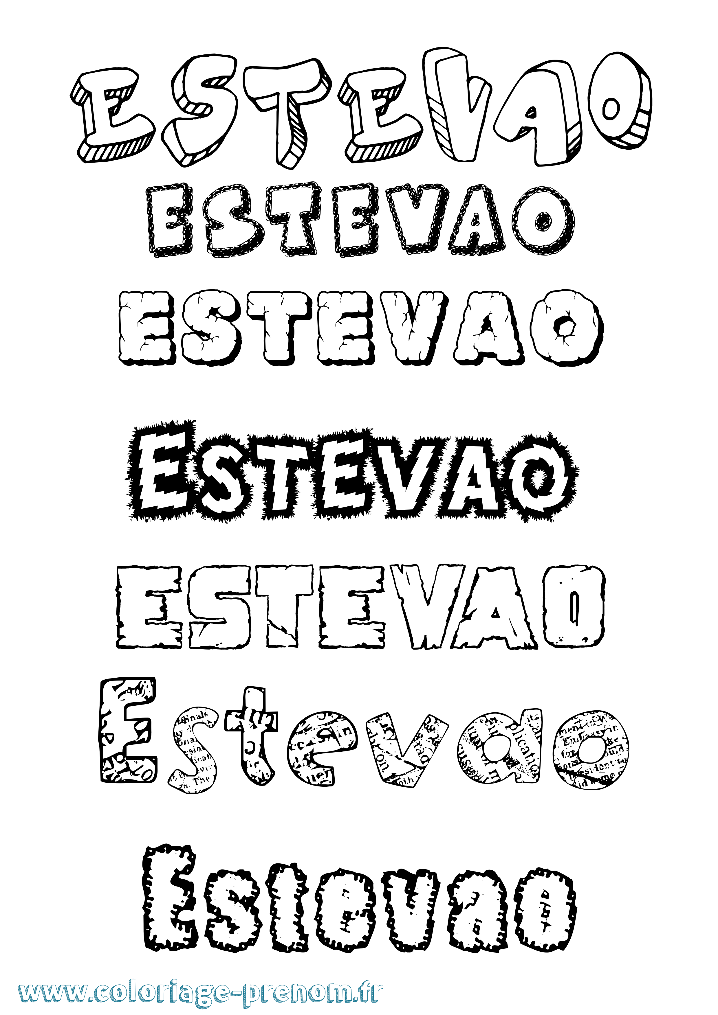 Coloriage Estevão Destructuré Coloriage prénom Estevão Destructuré