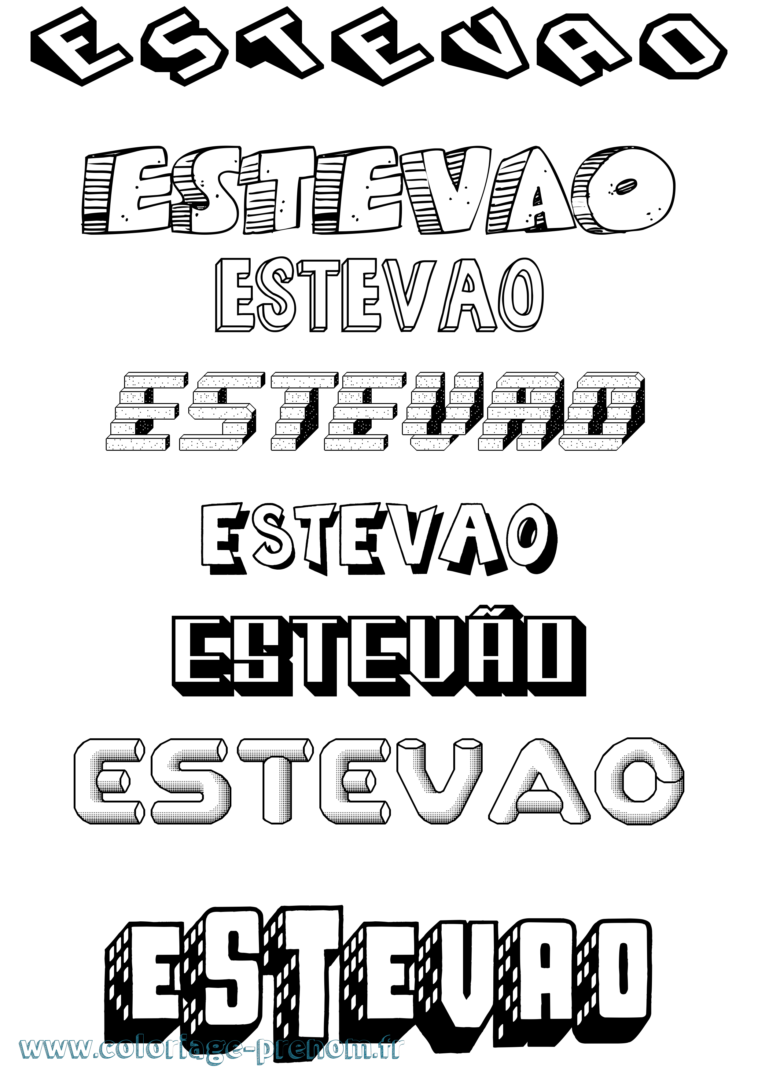 Coloriage Estevão Effet 3D Coloriage prénom Estevão Effet 3D