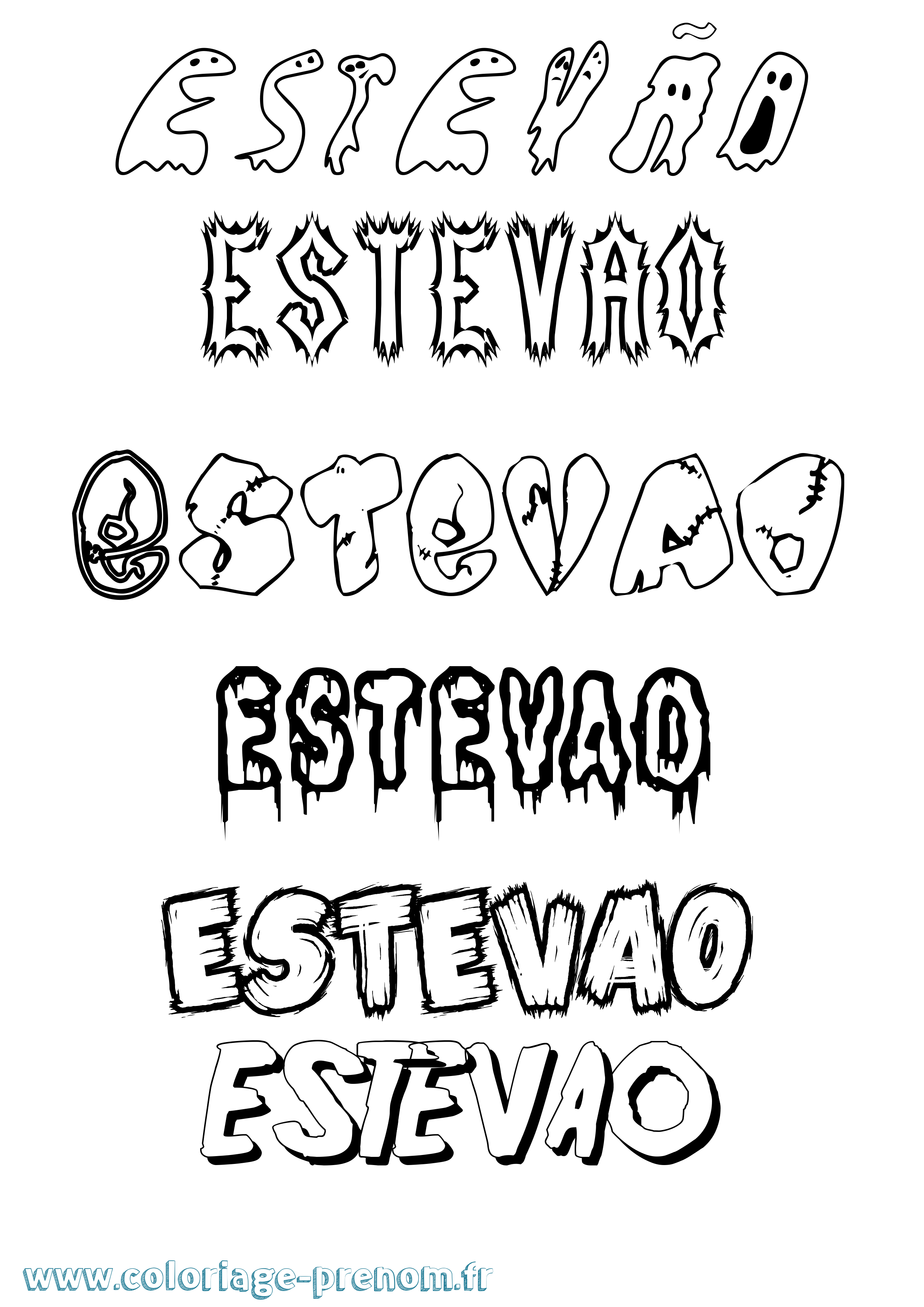 Coloriage Estevão Frisson Coloriage prénom Estevão Frisson