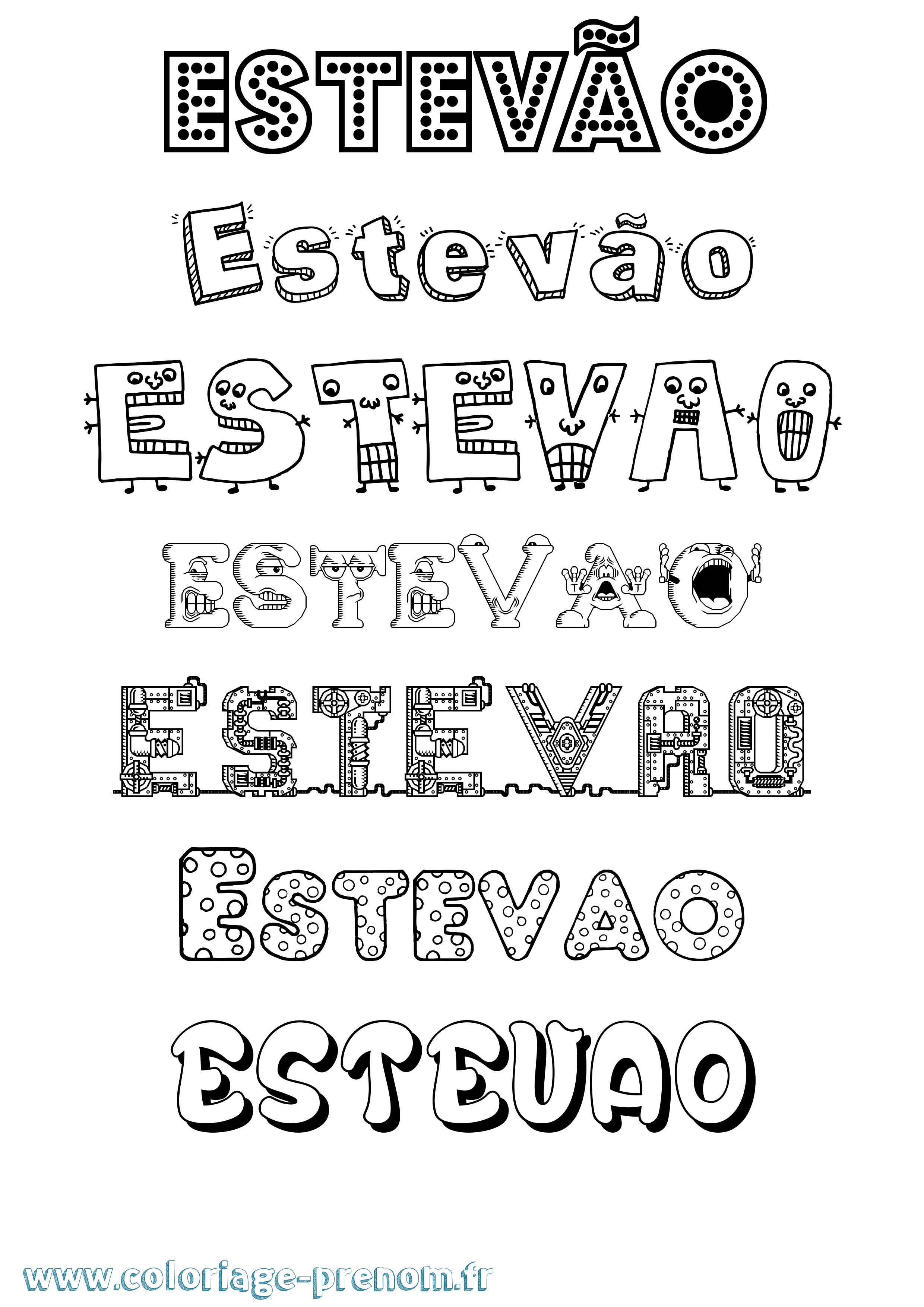 Coloriage Estevão Fun Coloriage prénom Estevão Fun