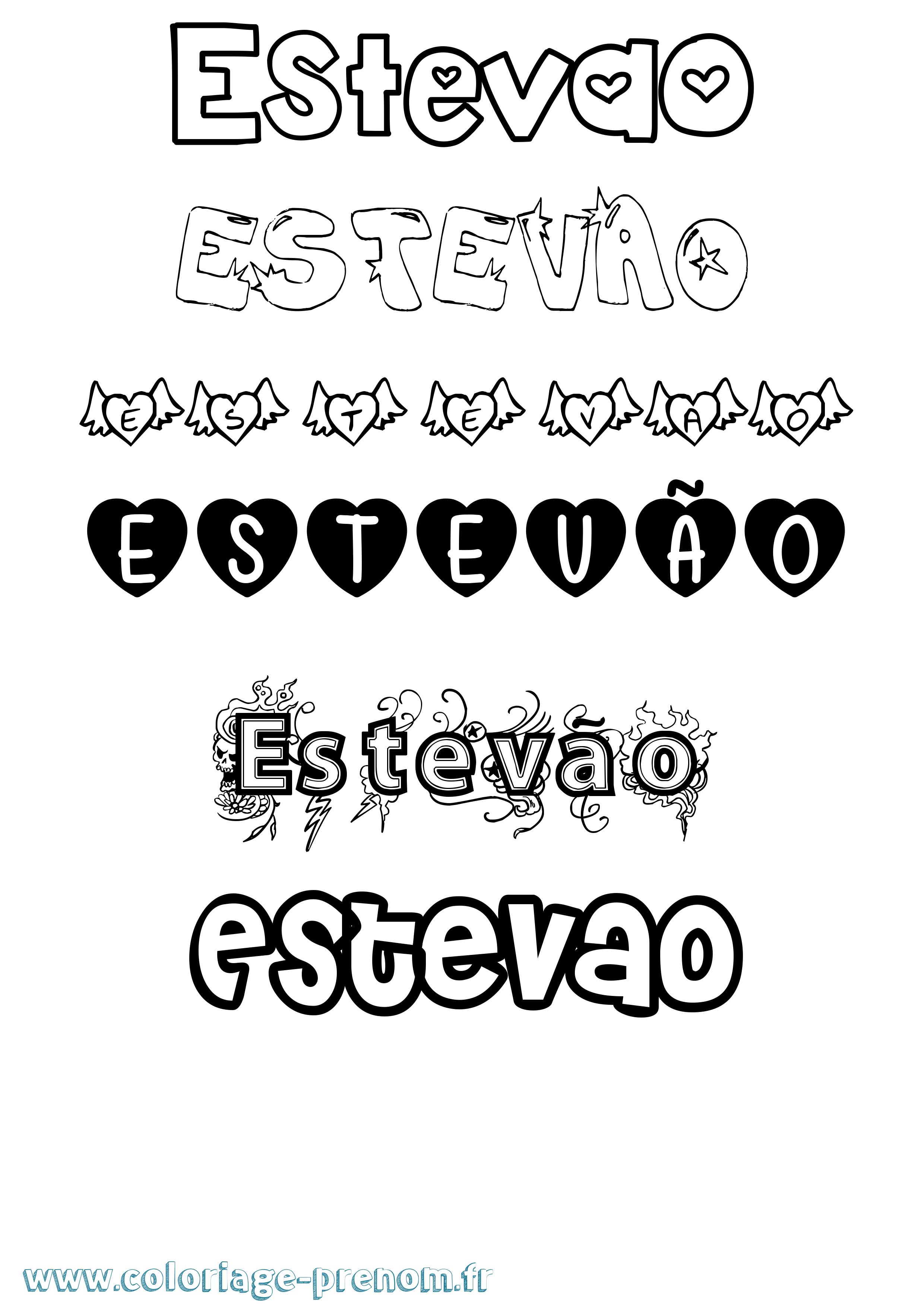 Coloriage Estevão Girly Coloriage prénom Estevão Girly