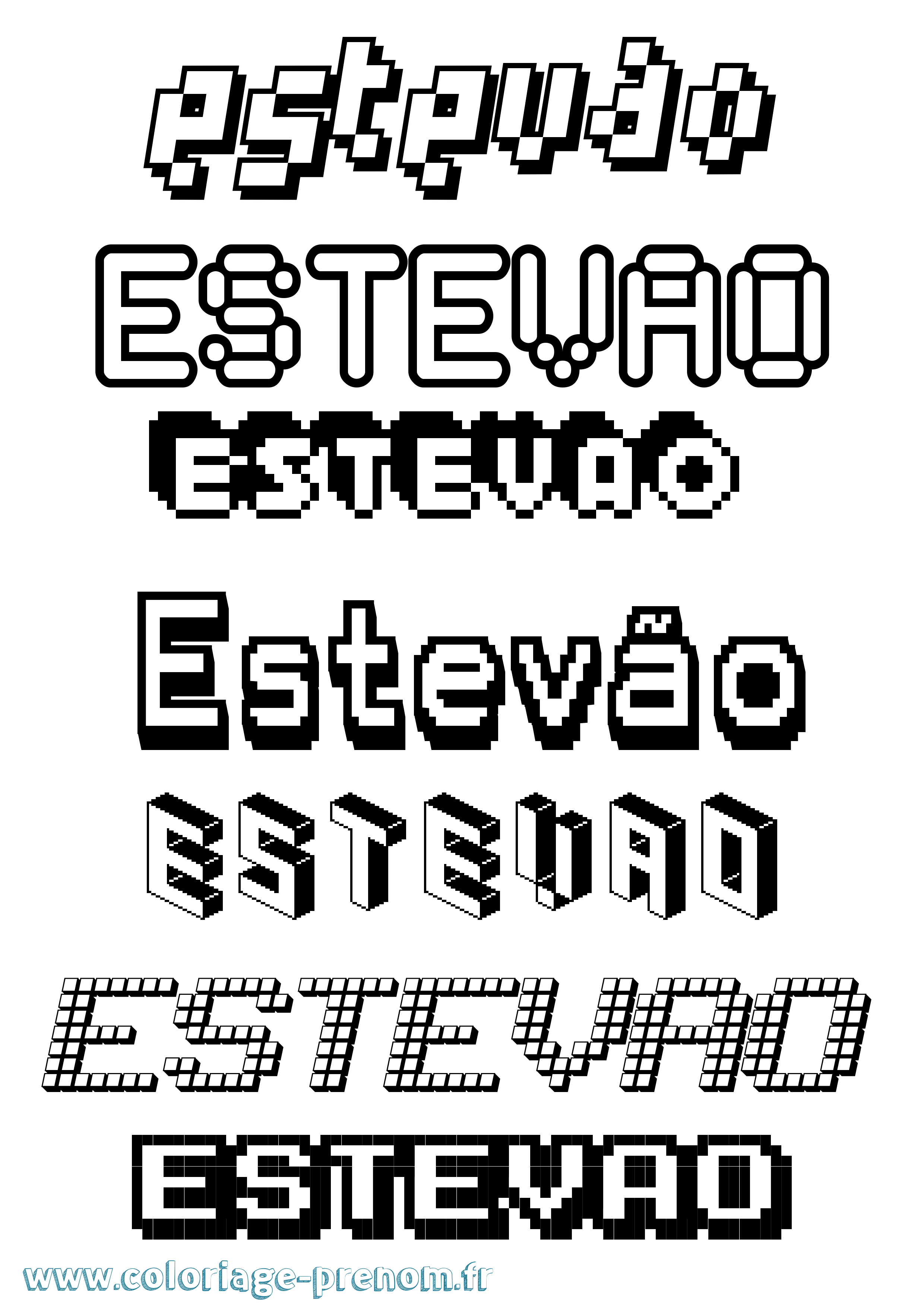 Coloriage Estevão Pixel Coloriage prénom Estevão Pixel