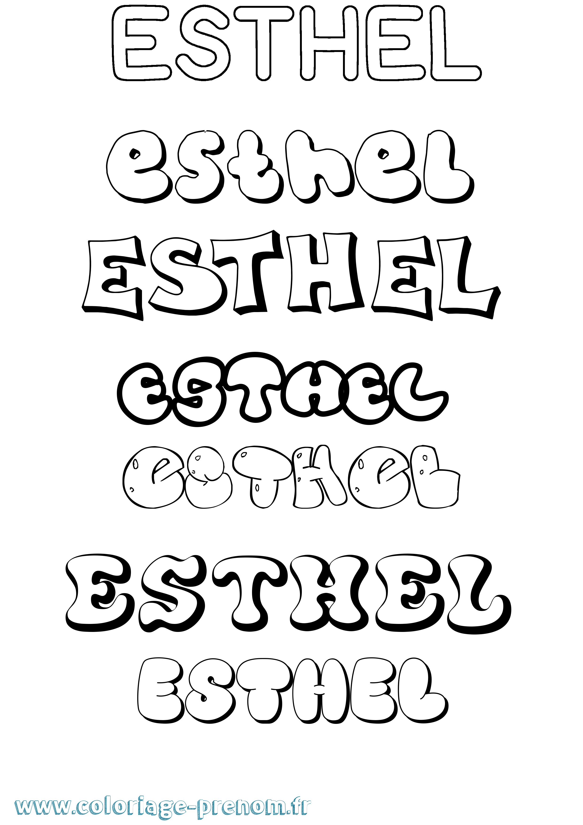 Coloriage Esthel Bubble Coloriage prénom Esthel Bubble