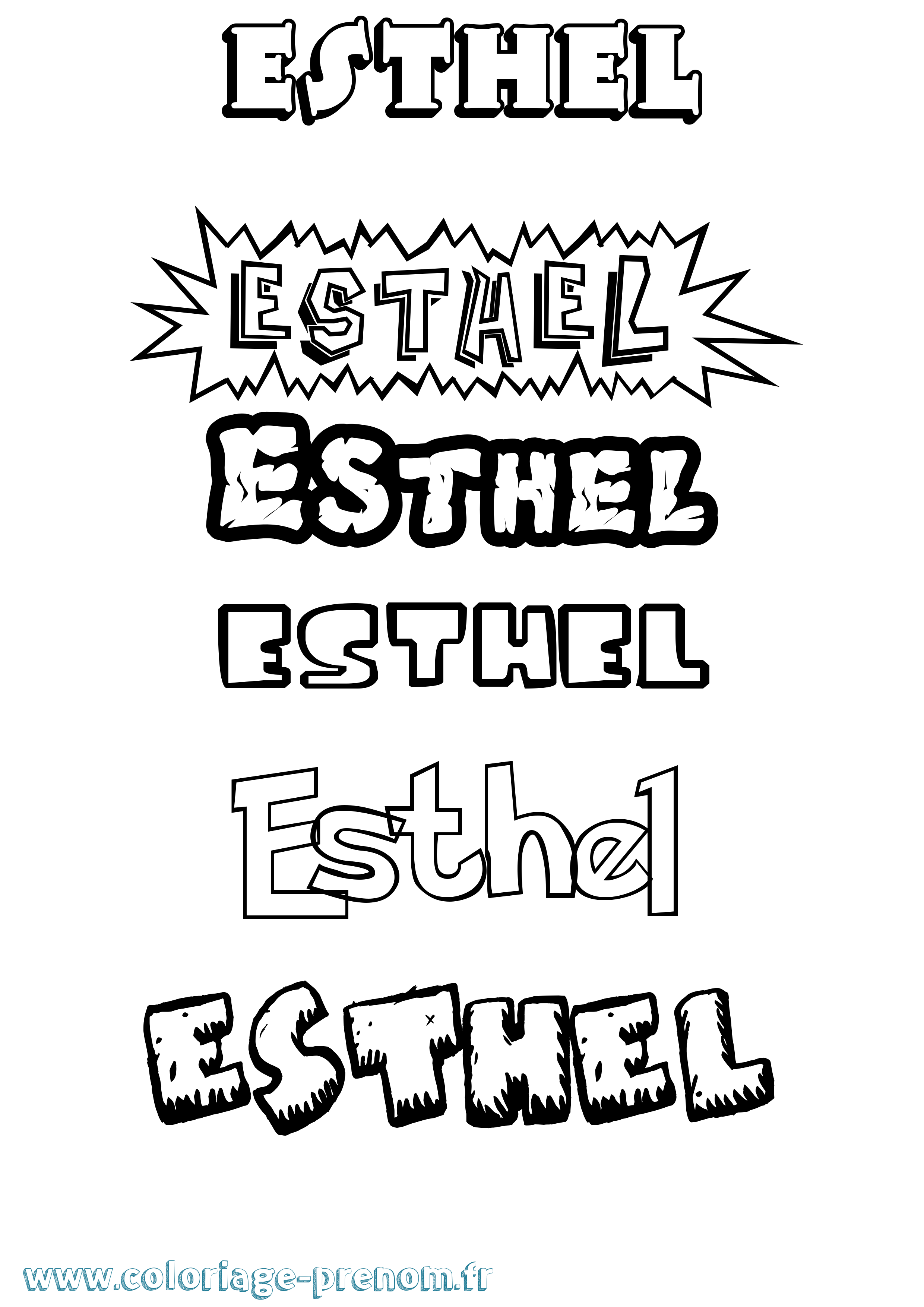Coloriage Esthel Dessin Animé Coloriage prénom Esthel Dessin Animé