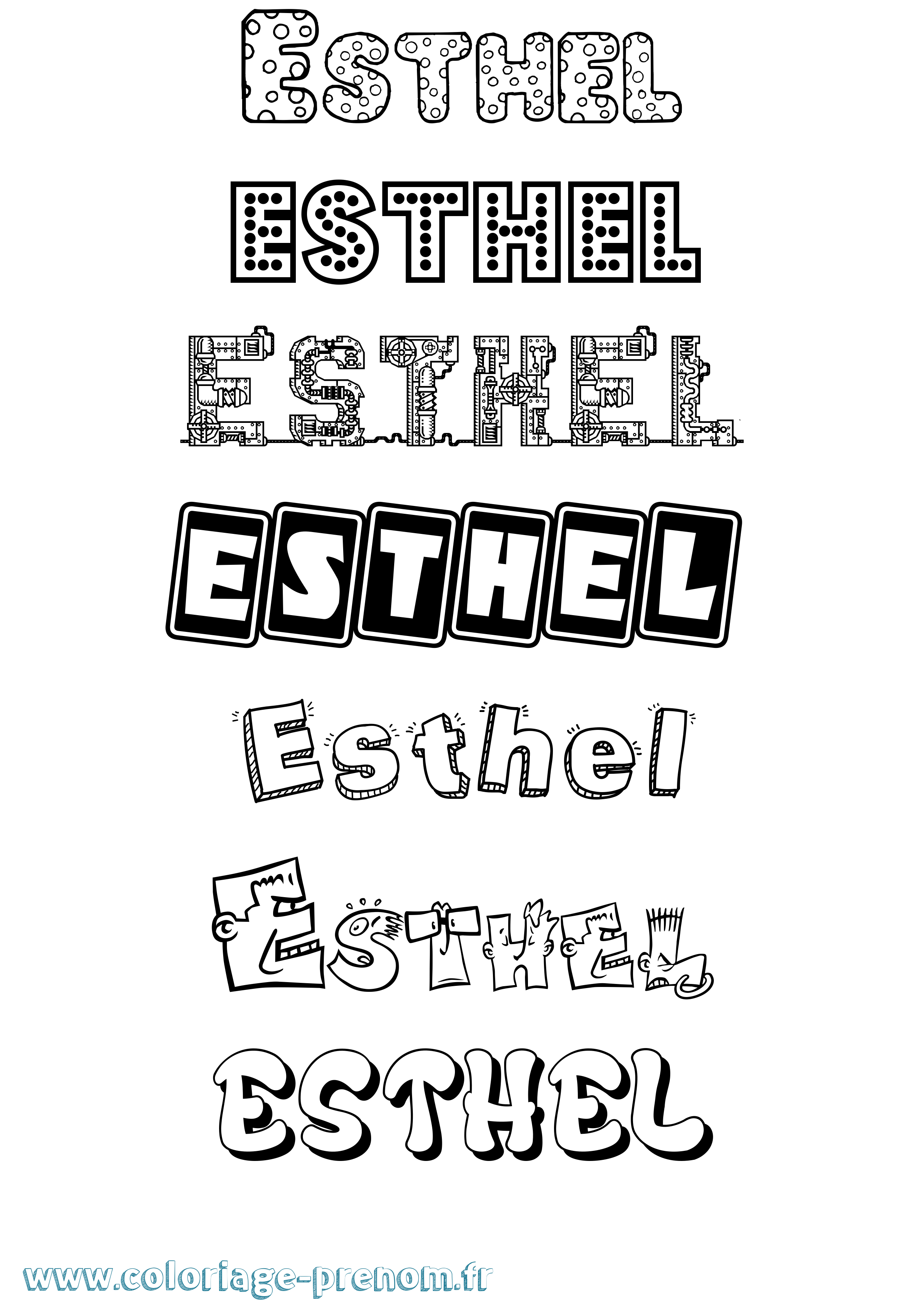 Coloriage Esthel Fun Coloriage prénom Esthel Fun