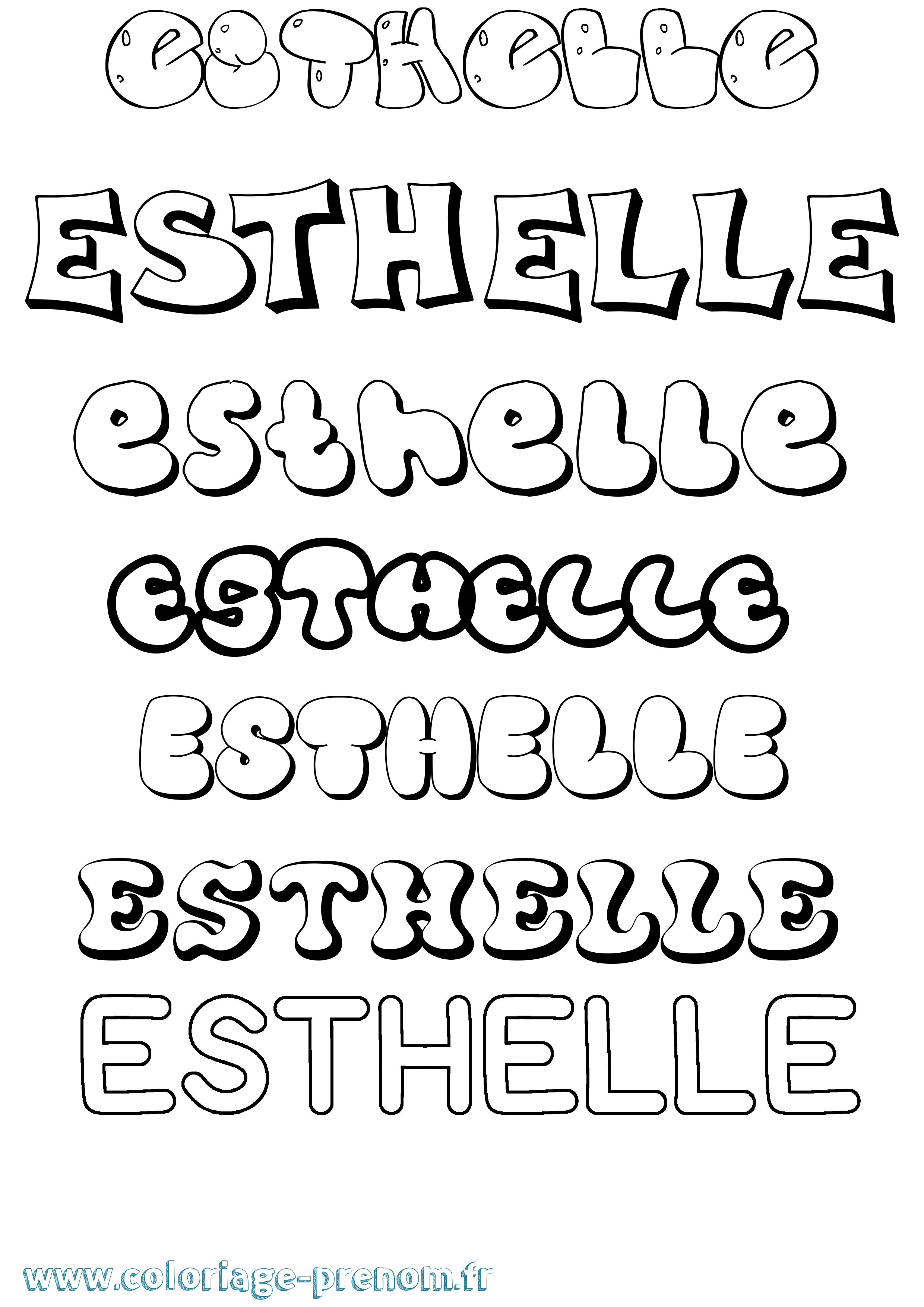 Coloriage Esthelle Bubble Coloriage prénom Esthelle Bubble