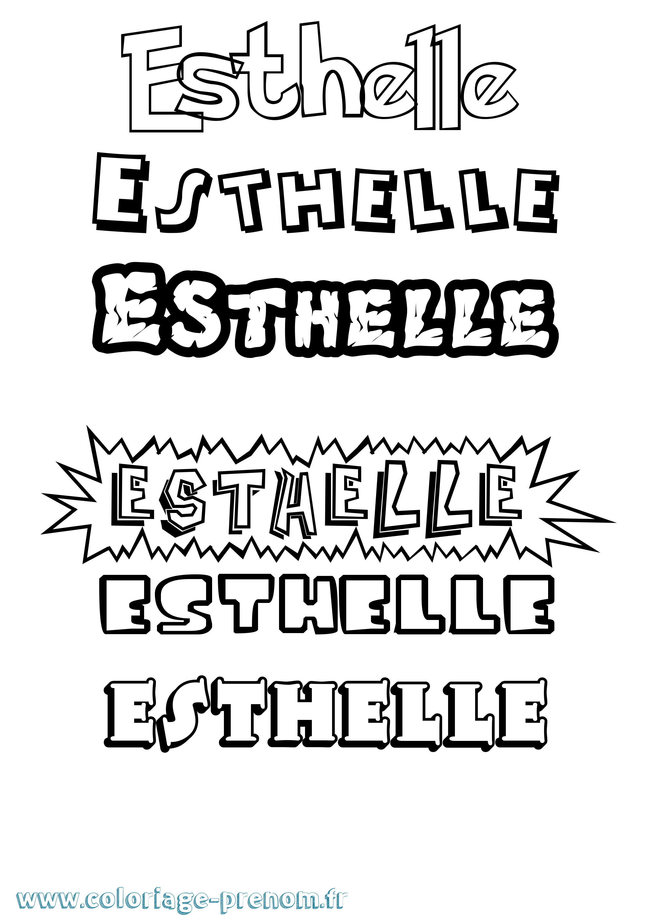 Coloriage Esthelle Dessin Animé Coloriage prénom Esthelle Dessin Animé