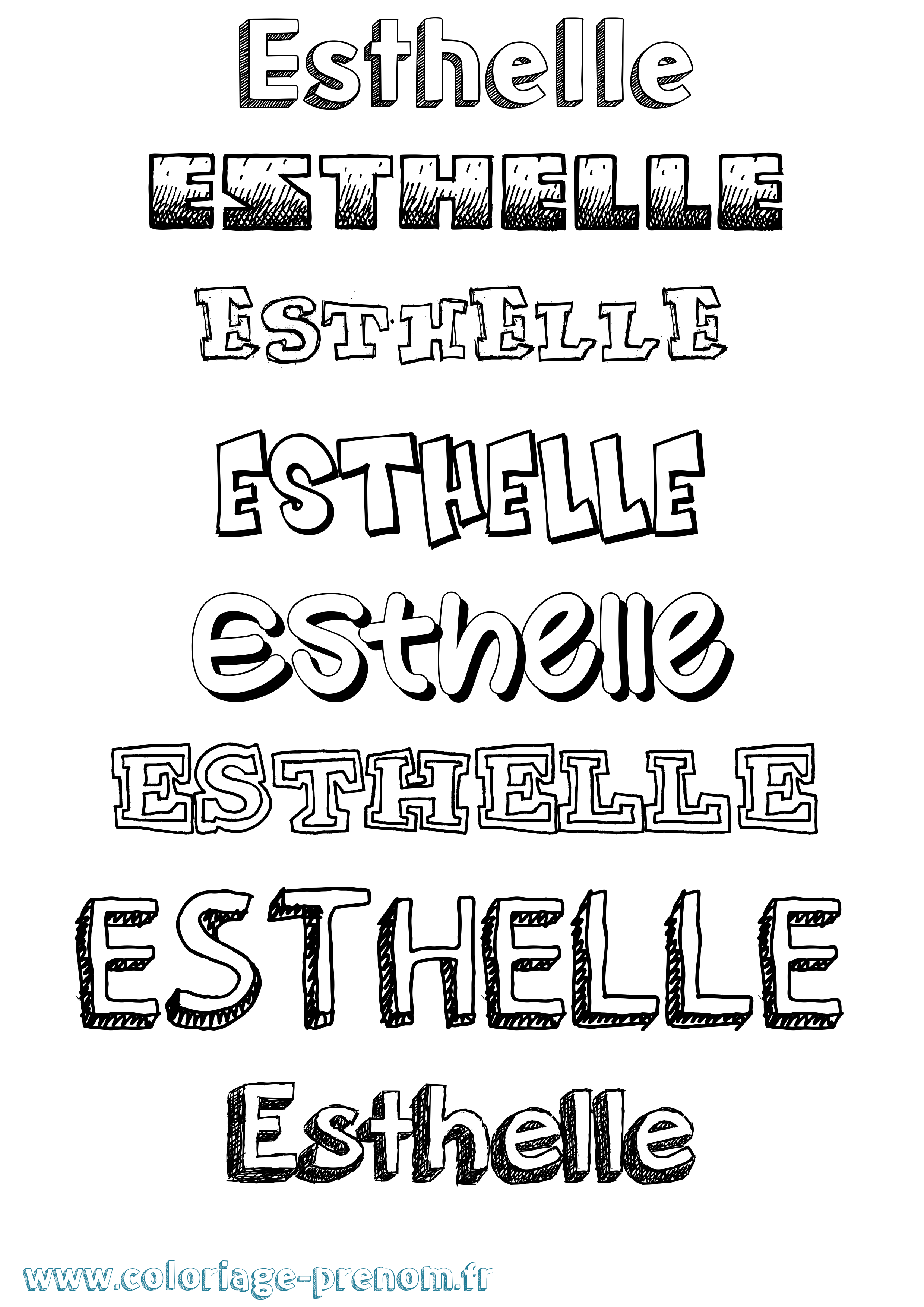 Coloriage Esthelle Dessiné Coloriage prénom Esthelle Dessiné