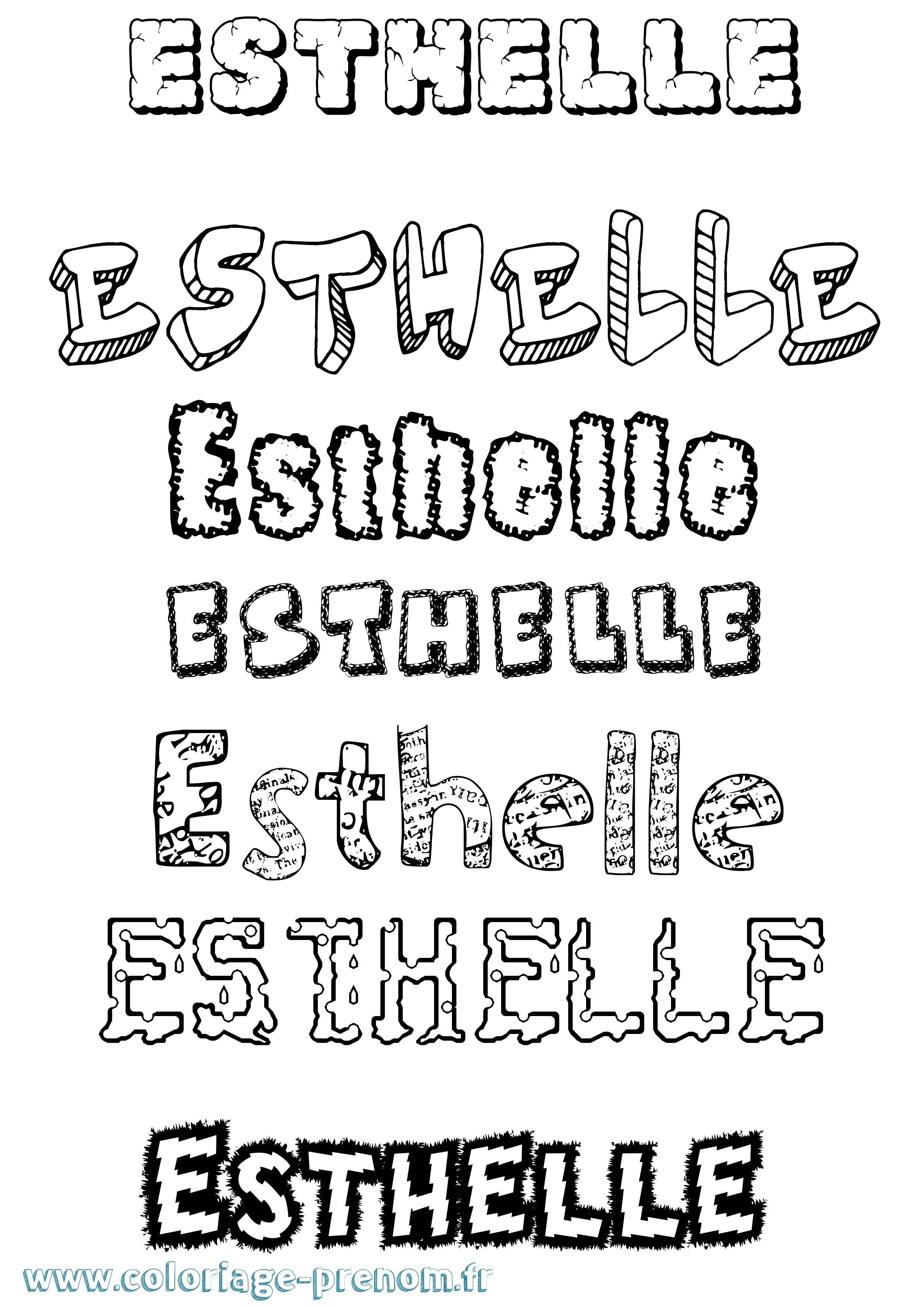 Coloriage Esthelle Destructuré Coloriage prénom Esthelle Destructuré