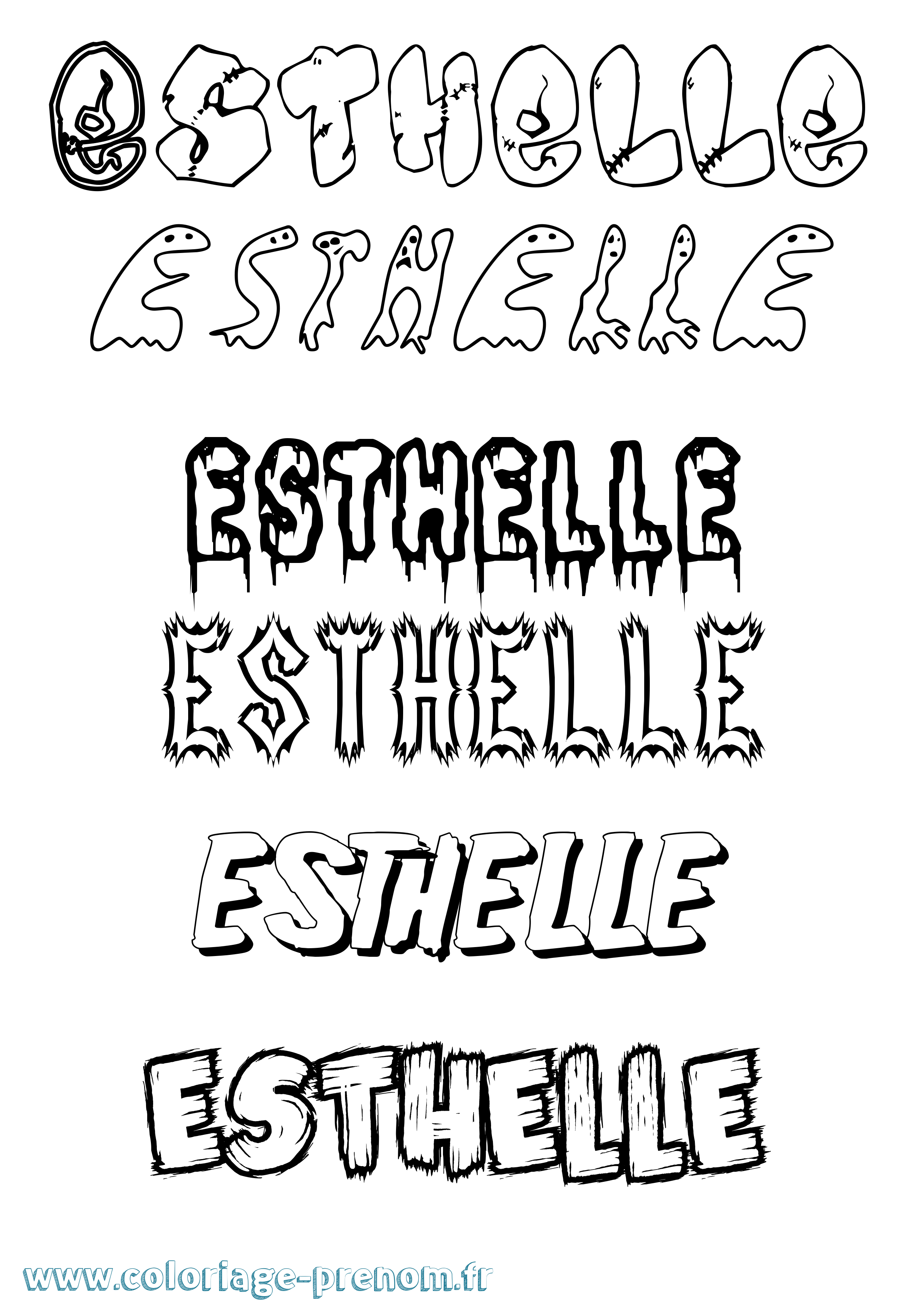 Coloriage Esthelle Frisson Coloriage prénom Esthelle Frisson
