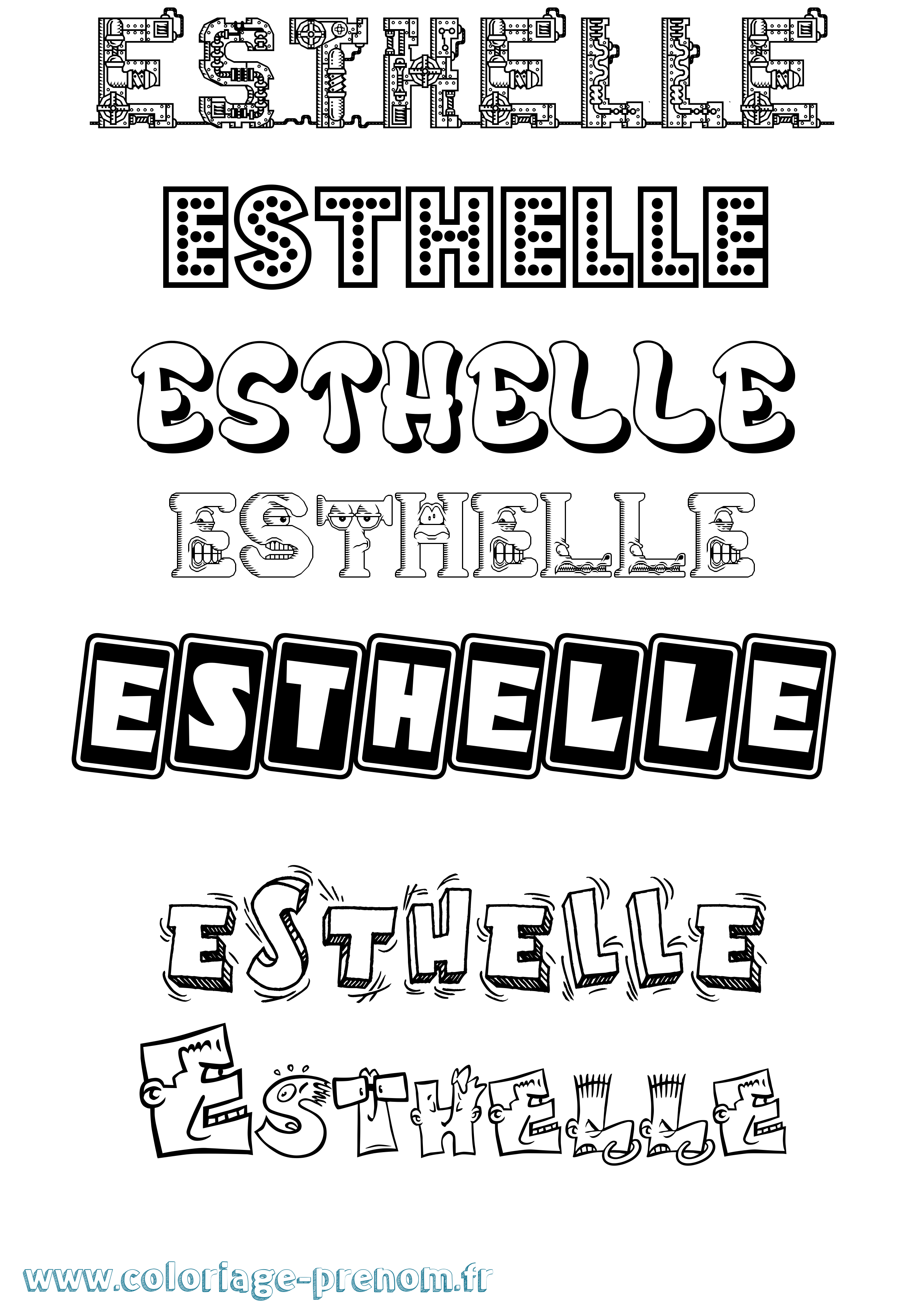Coloriage Esthelle Fun Coloriage prénom Esthelle Fun