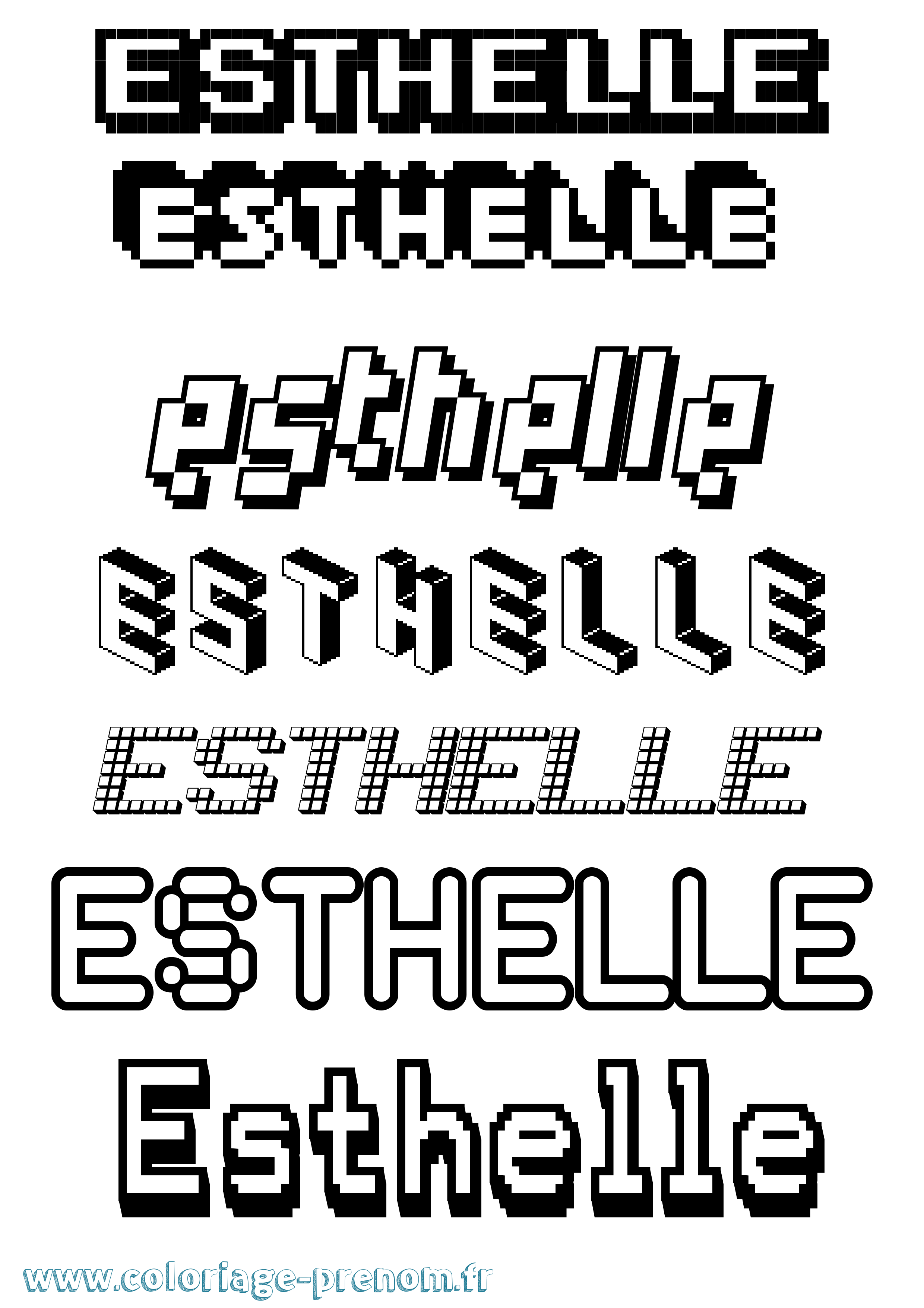 Coloriage Esthelle Pixel Coloriage prénom Esthelle Pixel