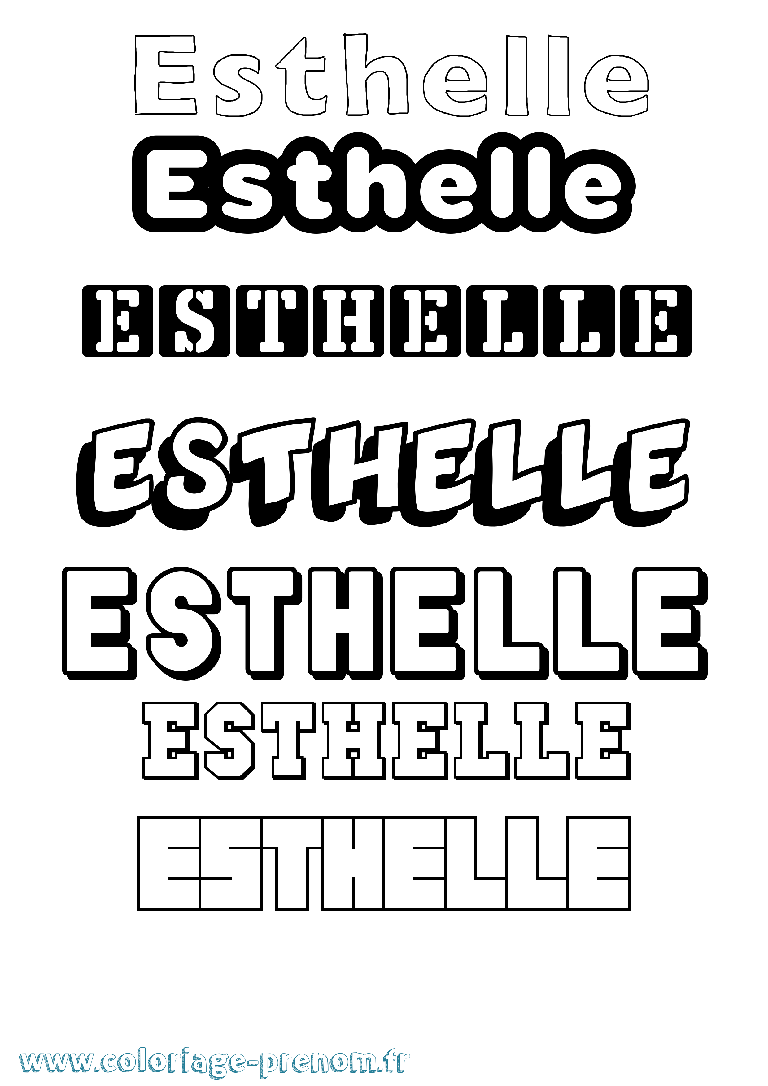 Coloriage Esthelle Simple Coloriage prénom Esthelle Simple