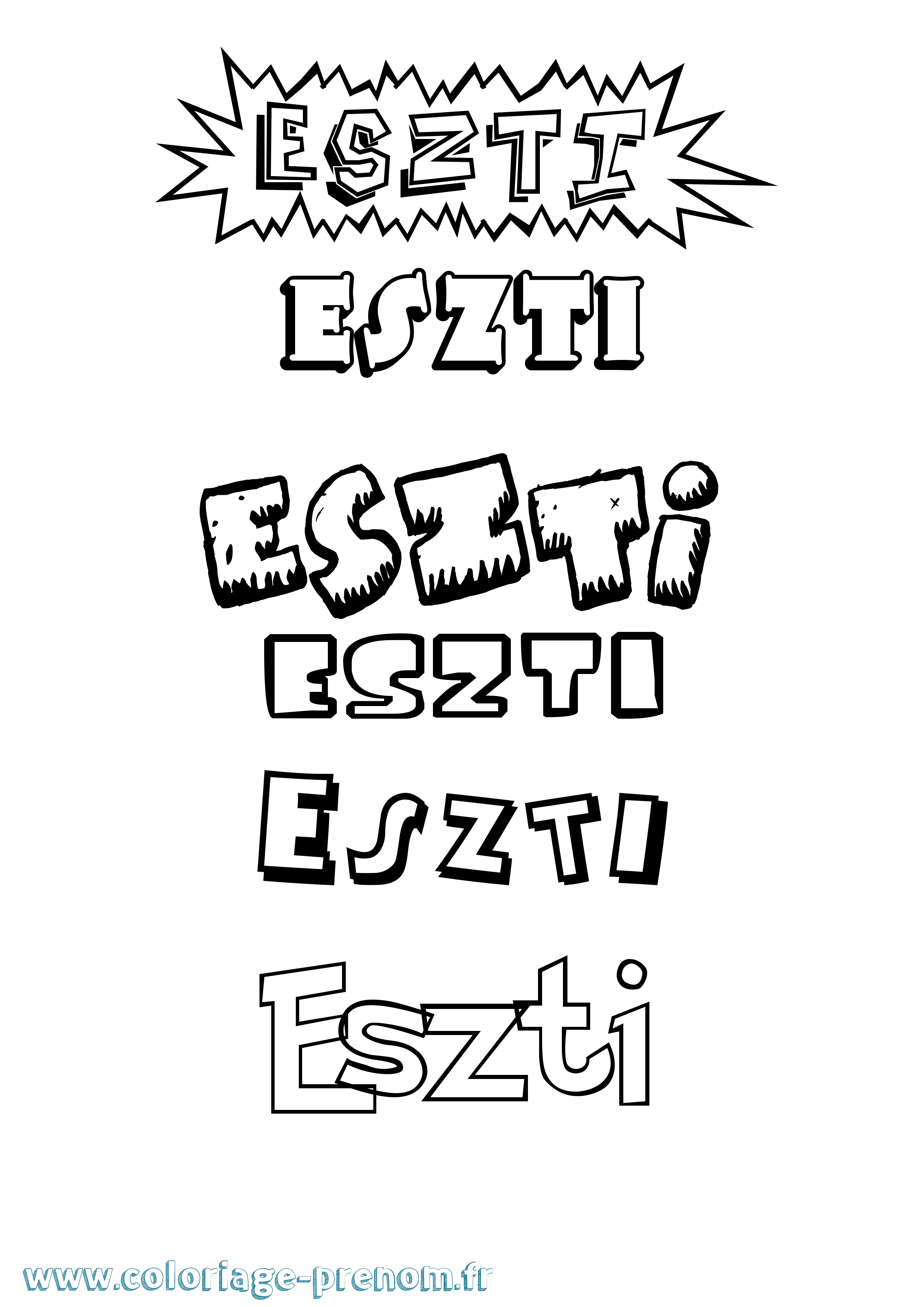 Coloriage Eszti Dessin Animé Coloriage prénom Eszti Dessin Animé