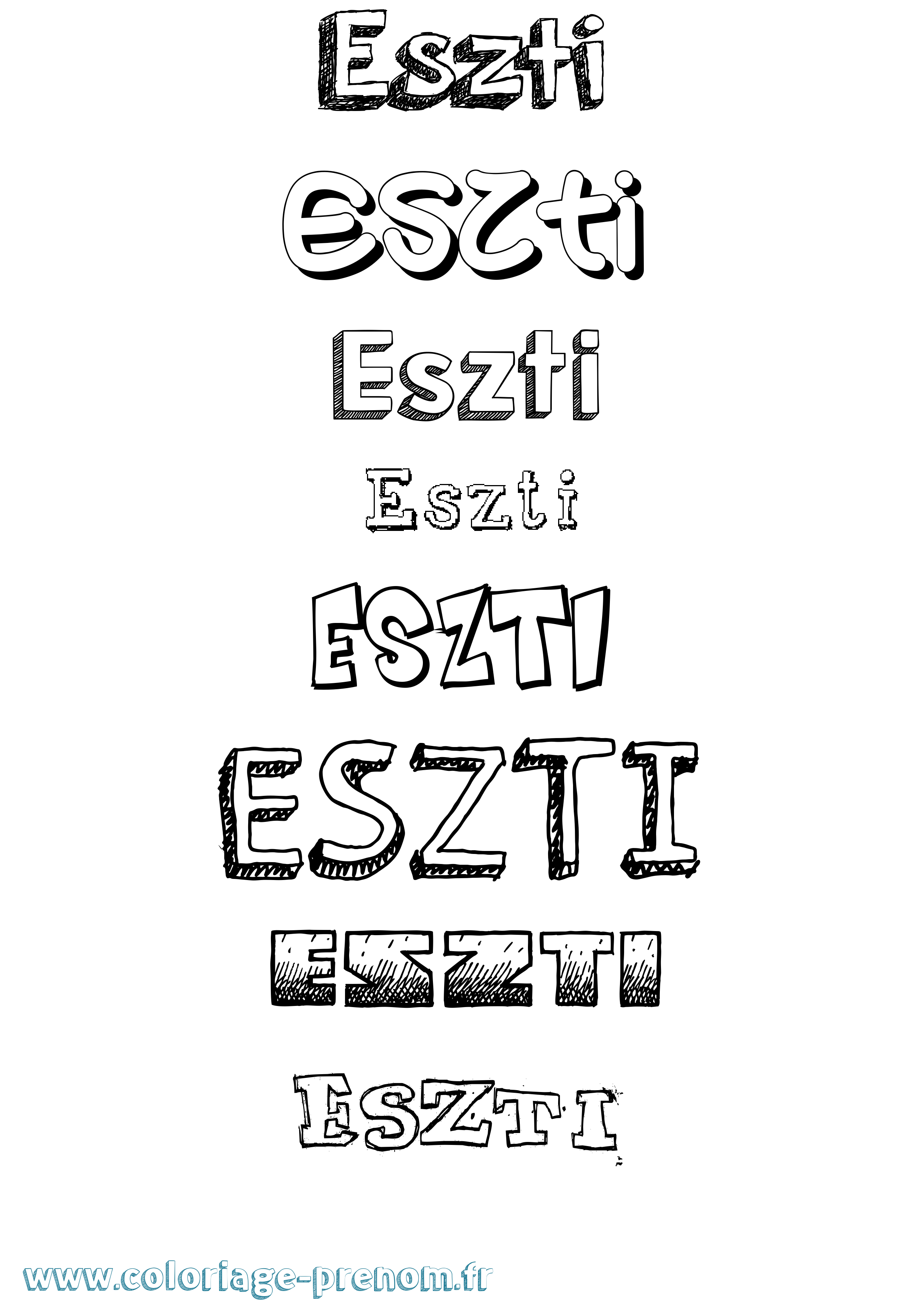 Coloriage Eszti Dessiné Coloriage prénom Eszti Dessiné