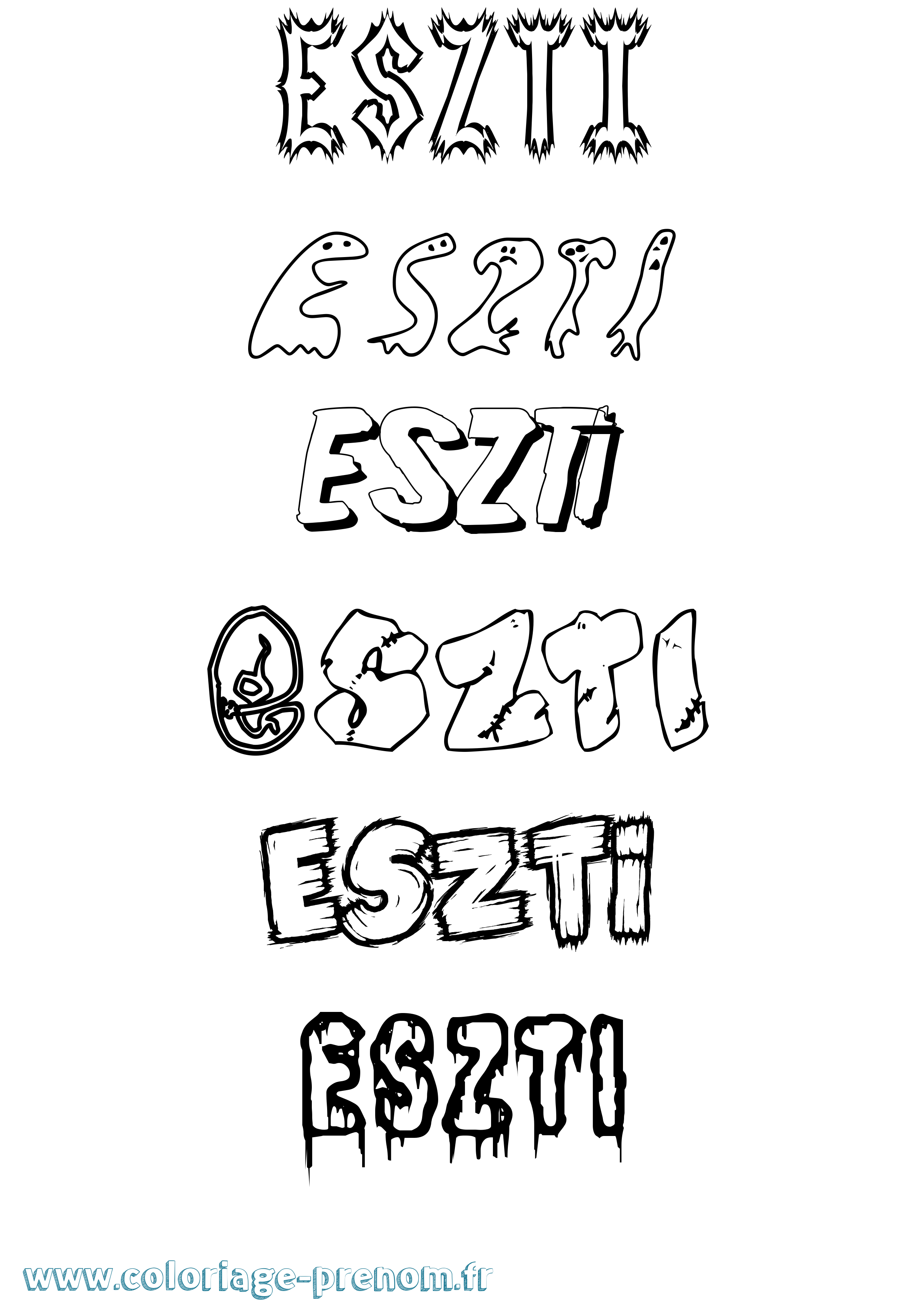 Coloriage Eszti Frisson Coloriage prénom Eszti Frisson