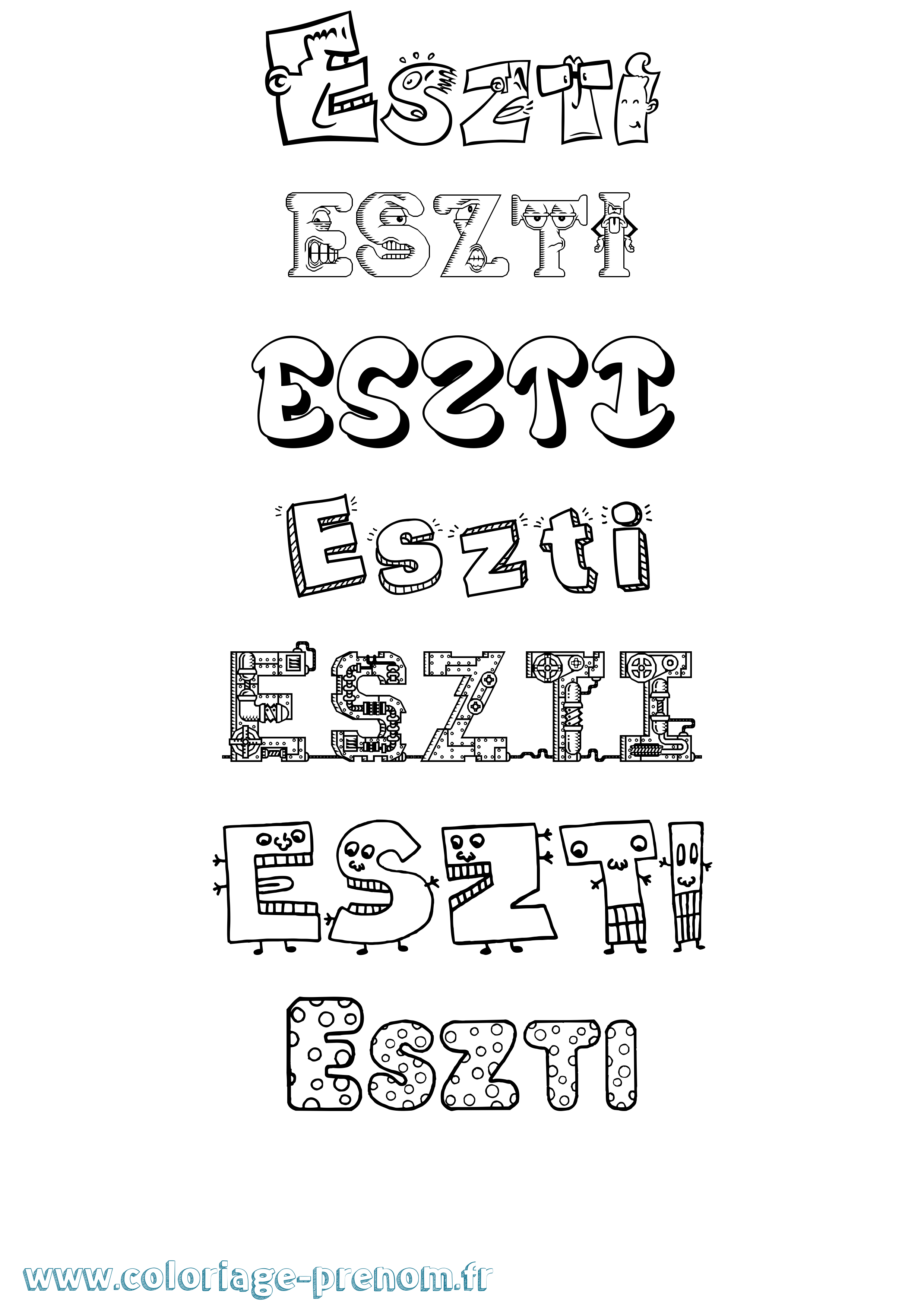 Coloriage Eszti Fun Coloriage prénom Eszti Fun