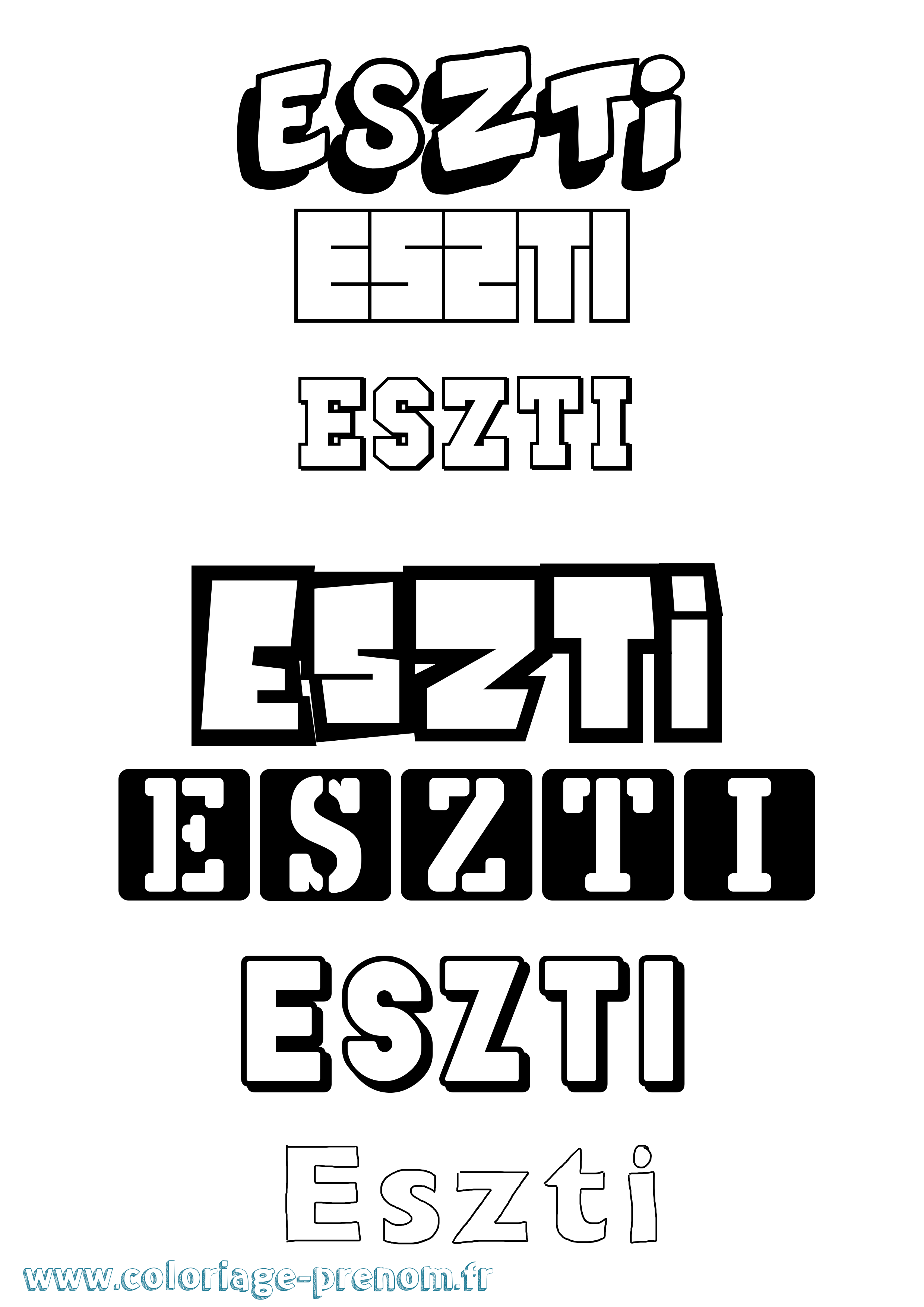 Coloriage Eszti Simple Coloriage prénom Eszti Simple