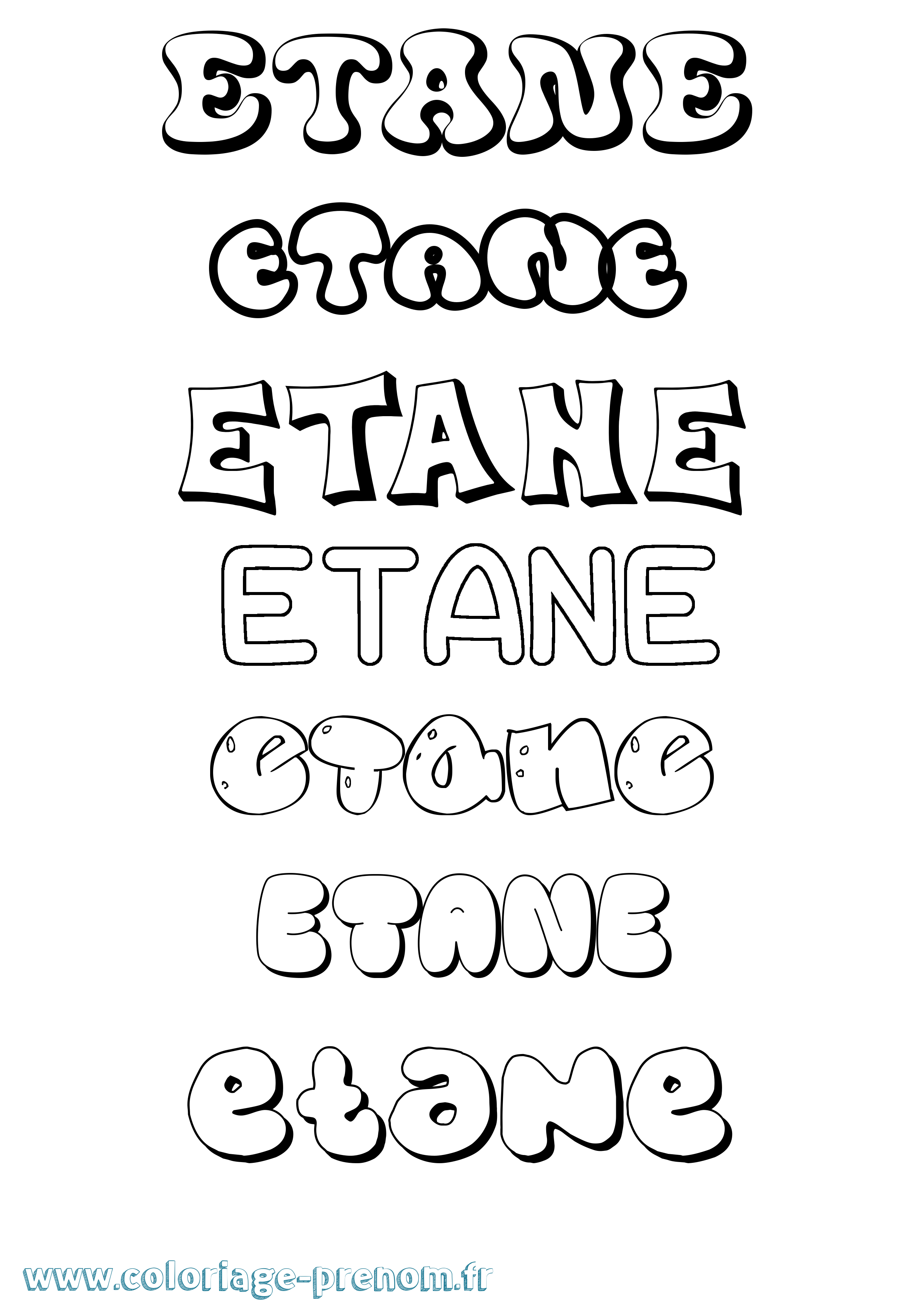 Coloriage Etane Bubble Coloriage prénom Etane Bubble
