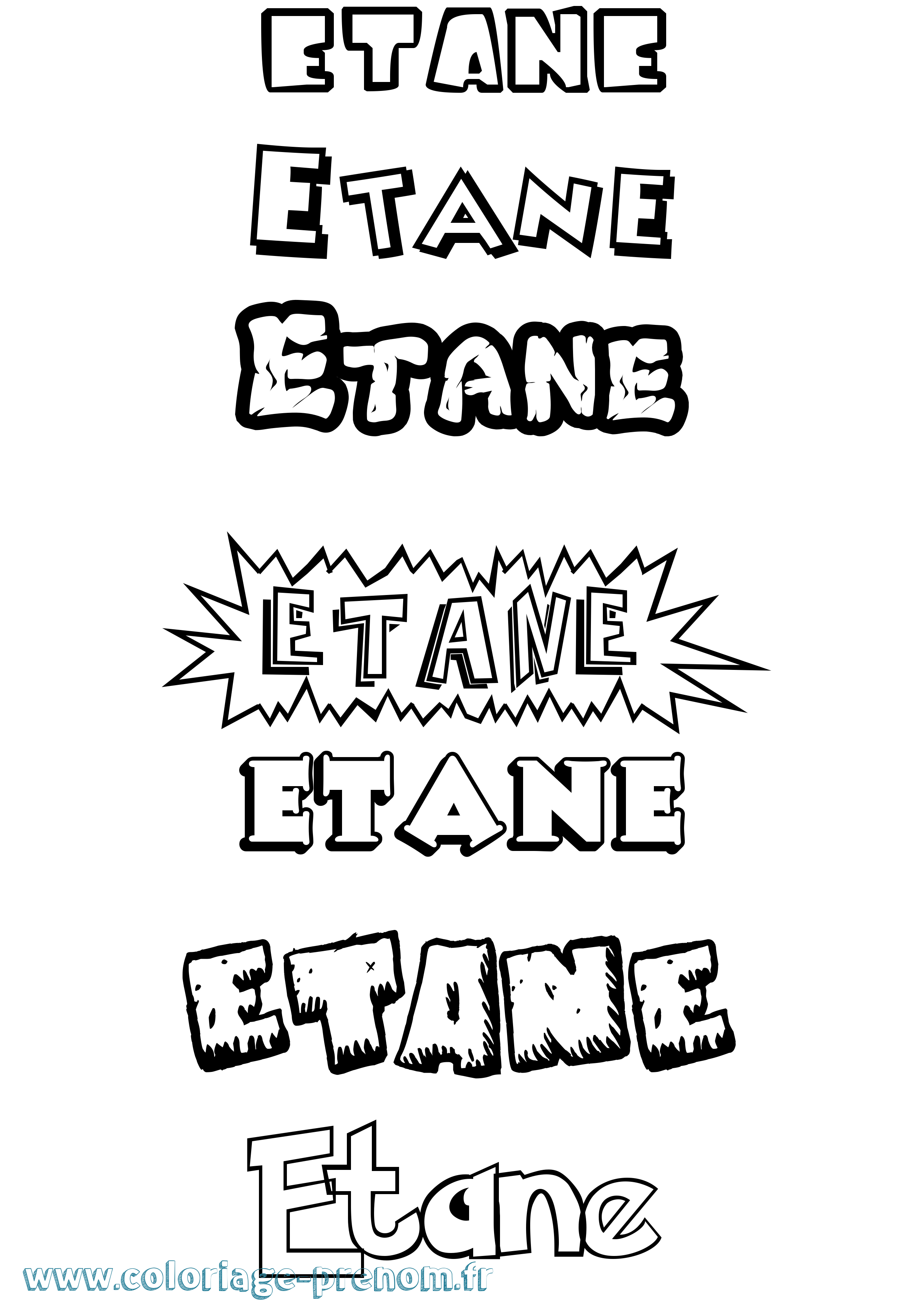Coloriage Etane Dessin Animé Coloriage prénom Etane Dessin Animé