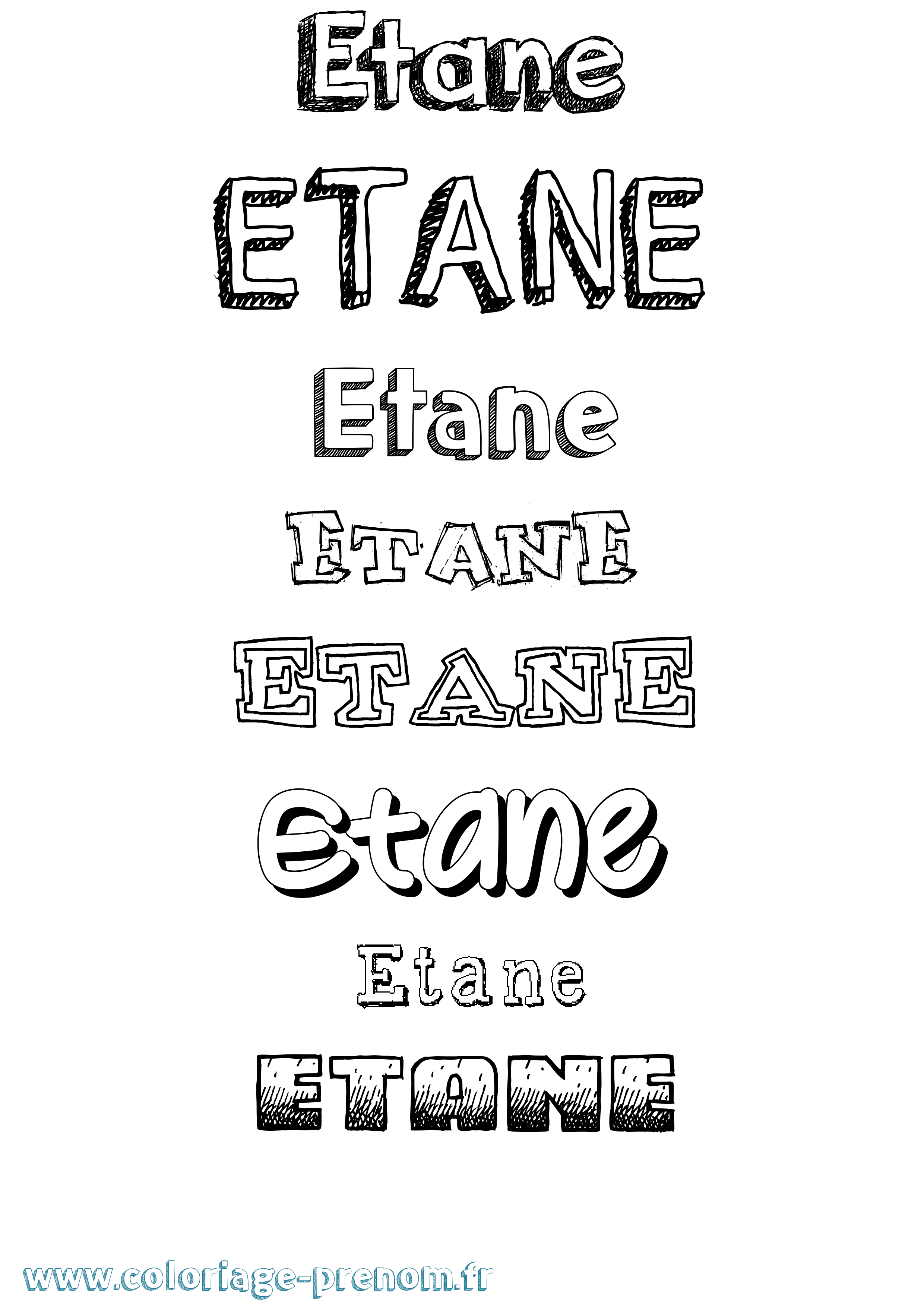 Coloriage Etane Dessiné Coloriage prénom Etane Dessiné