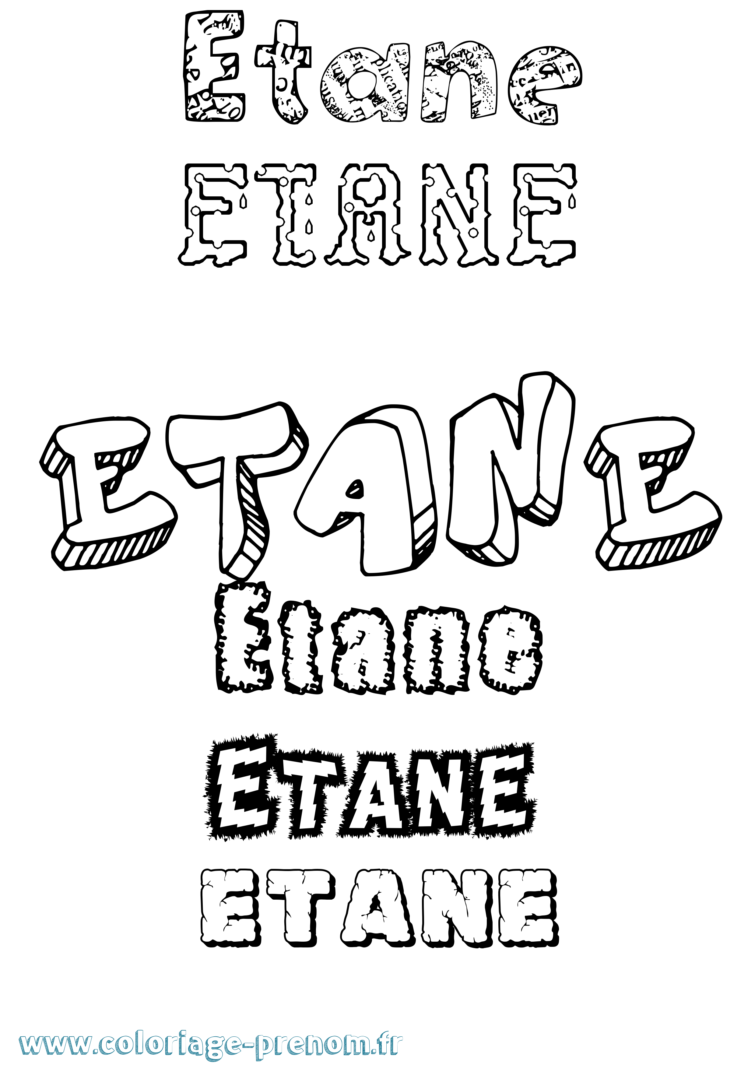 Coloriage Etane Destructuré Coloriage prénom Etane Destructuré