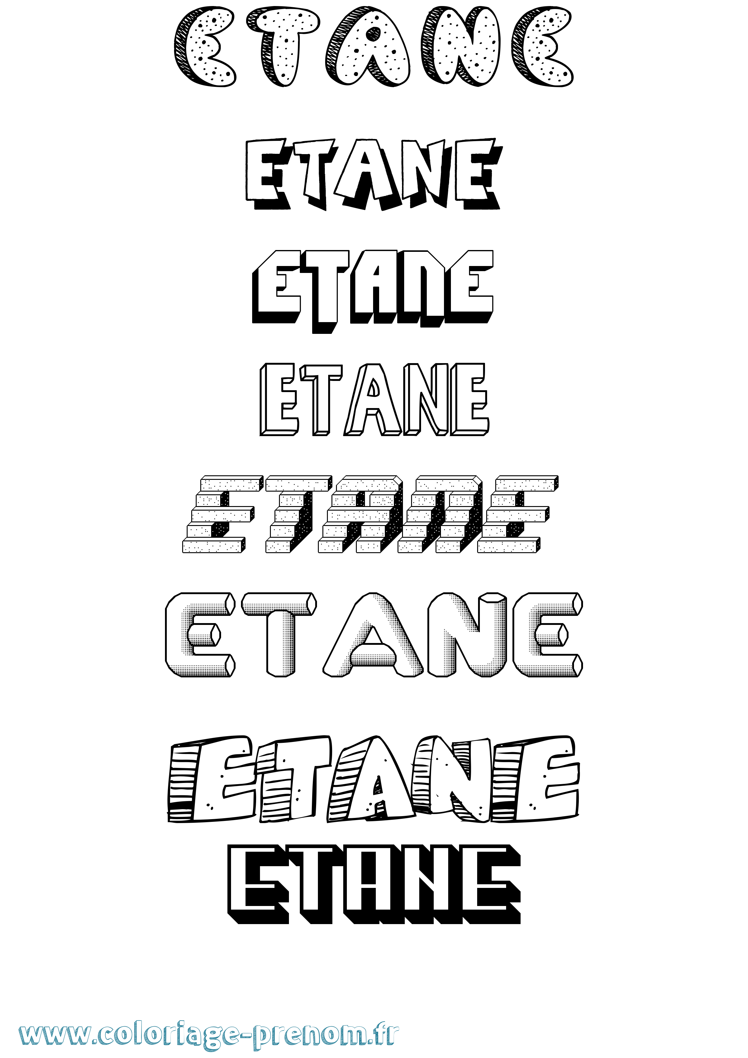 Coloriage Etane Effet 3D Coloriage prénom Etane Effet 3D