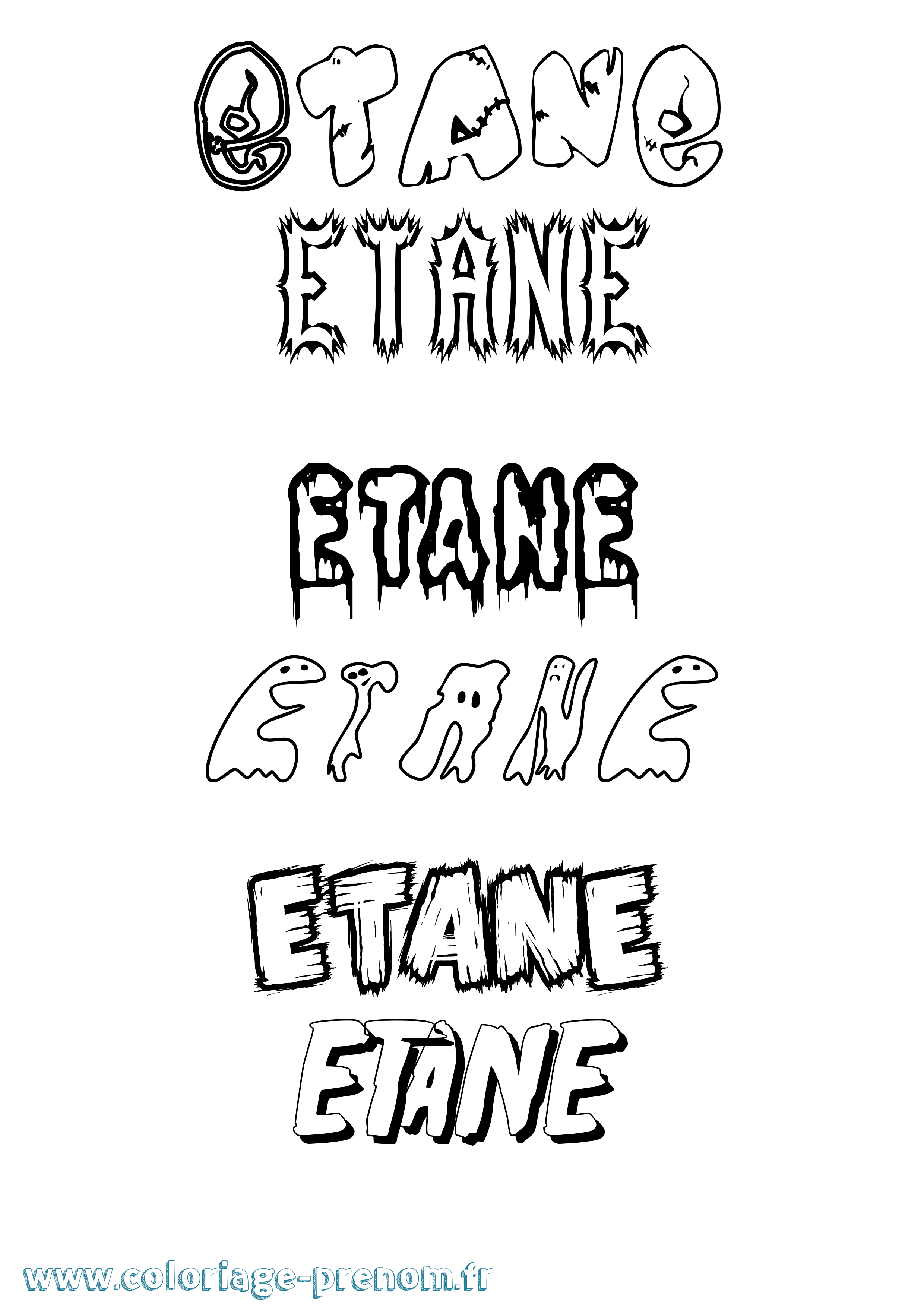 Coloriage Etane Frisson Coloriage prénom Etane Frisson