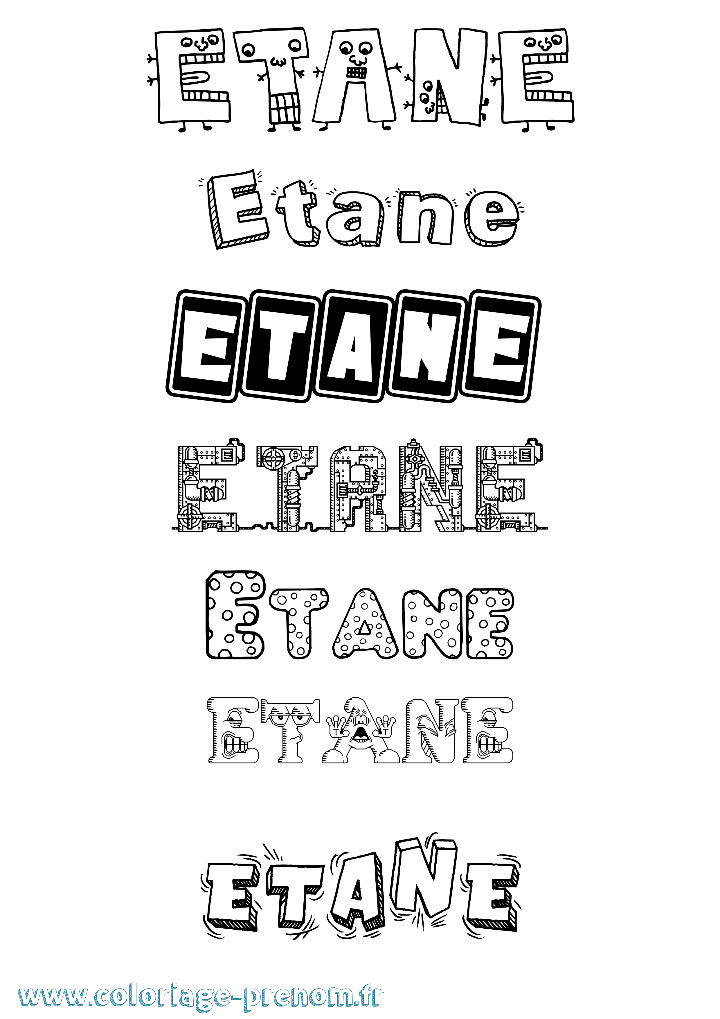 Coloriage Etane Fun Coloriage prénom Etane Fun