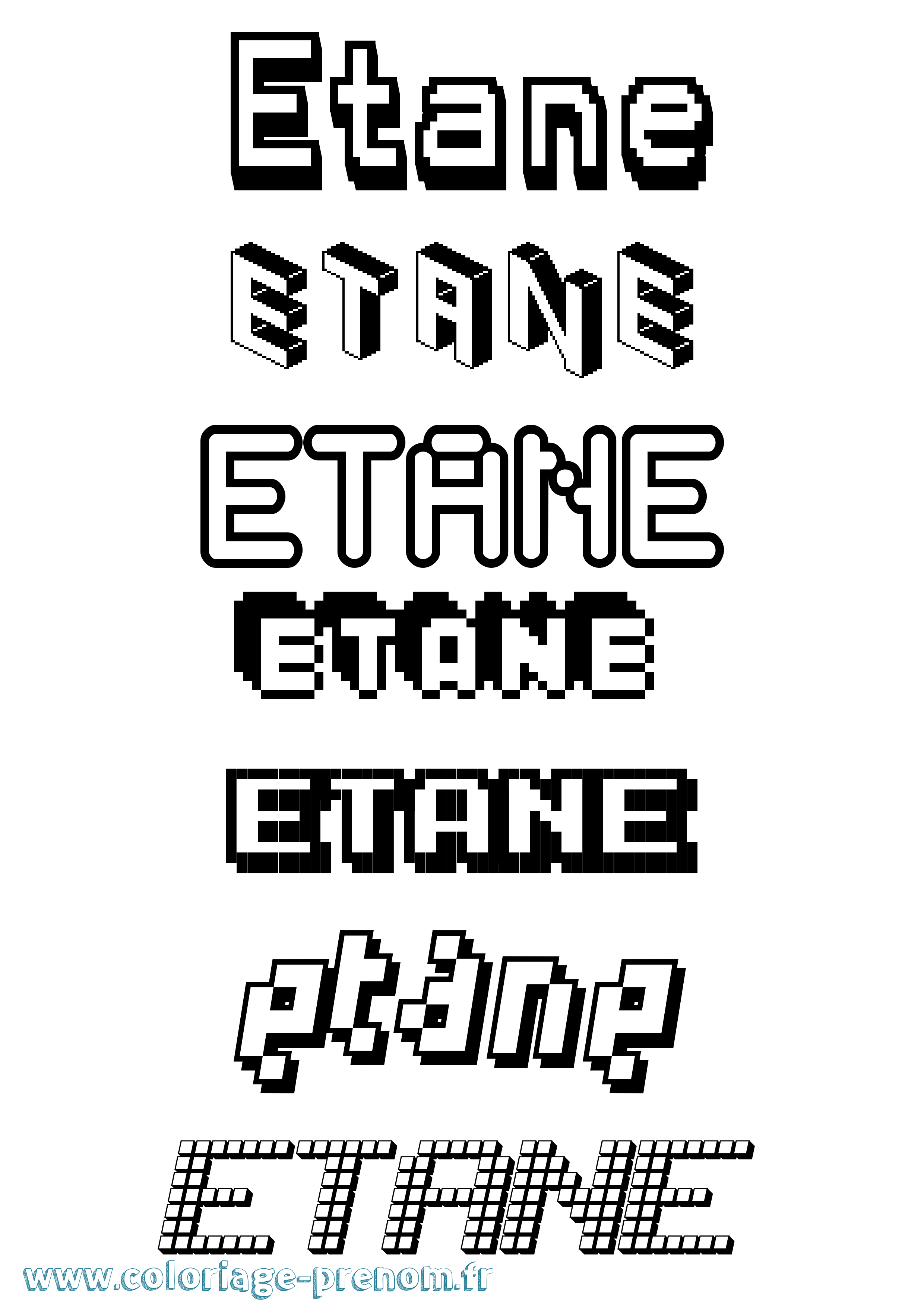 Coloriage Etane Pixel Coloriage prénom Etane Pixel