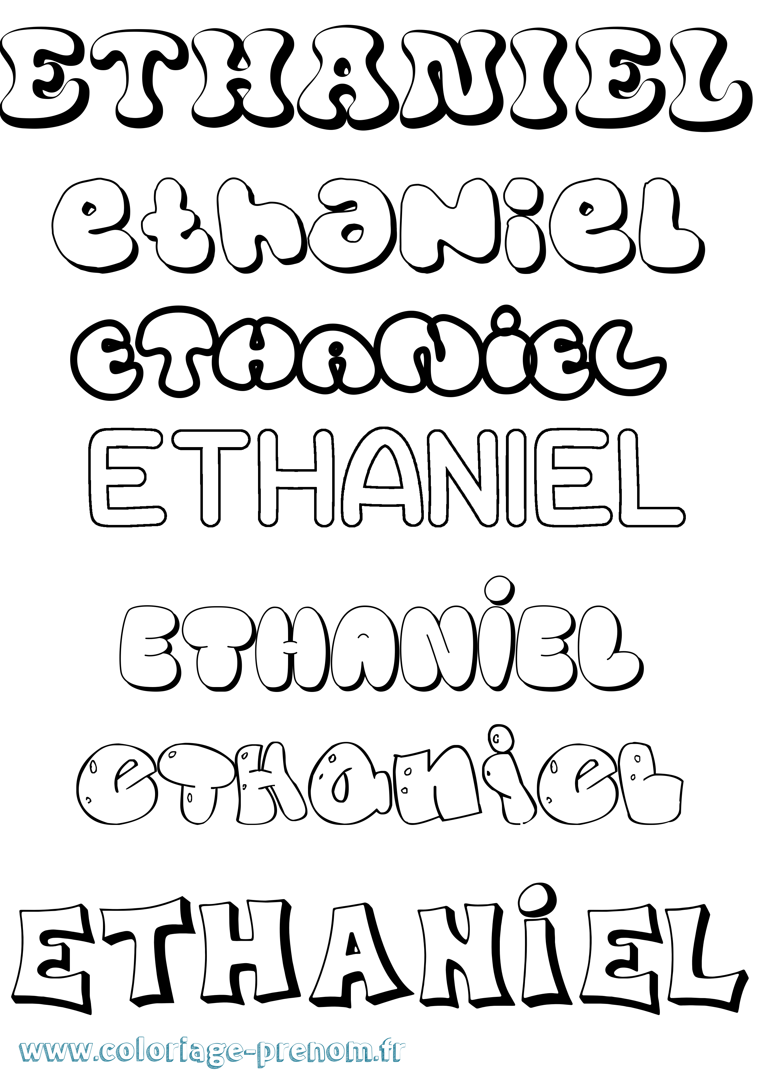 Coloriage Ethaniel Bubble Coloriage prénom Ethaniel Bubble