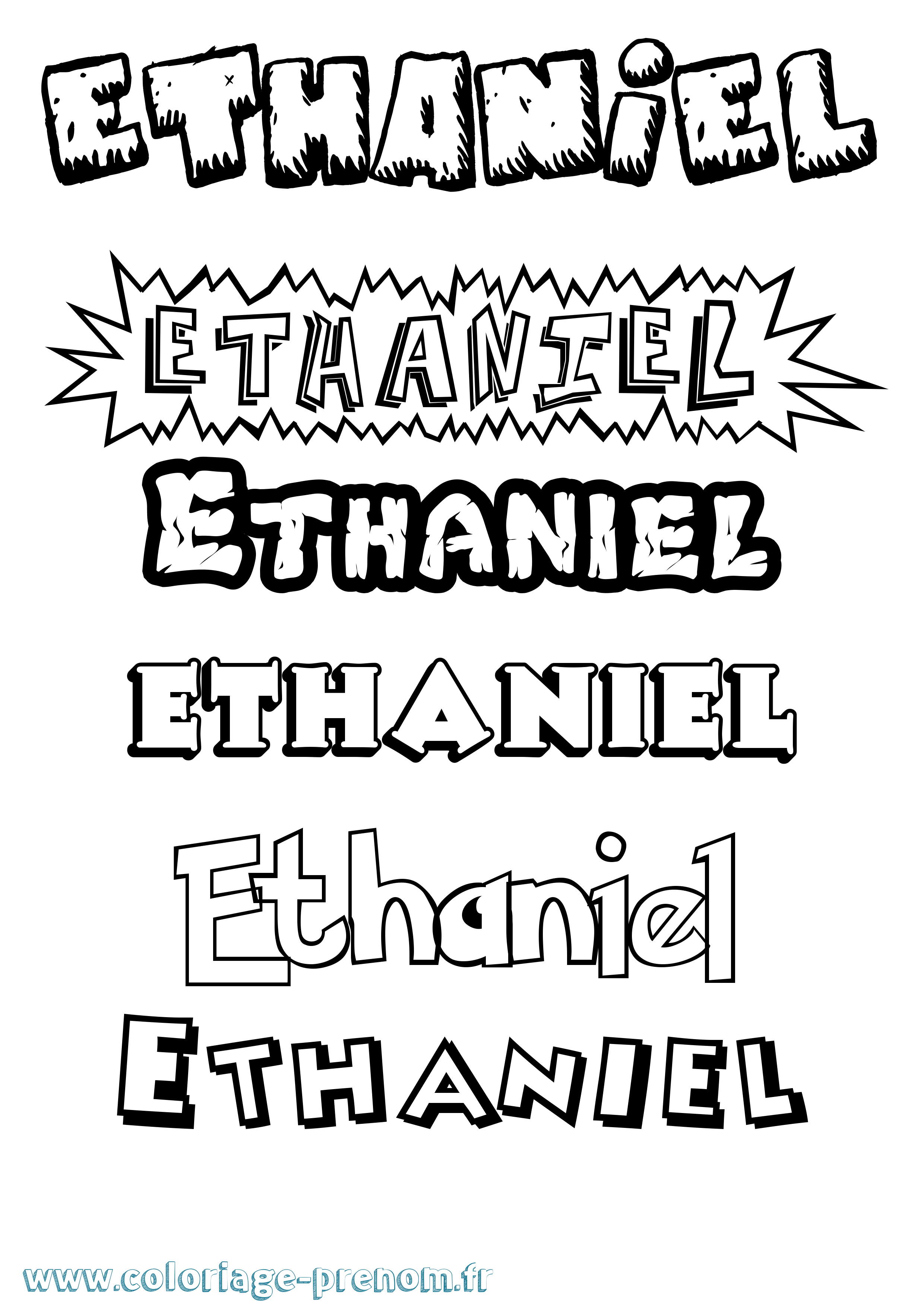 Coloriage Ethaniel Dessin Animé Coloriage prénom Ethaniel Dessin Animé