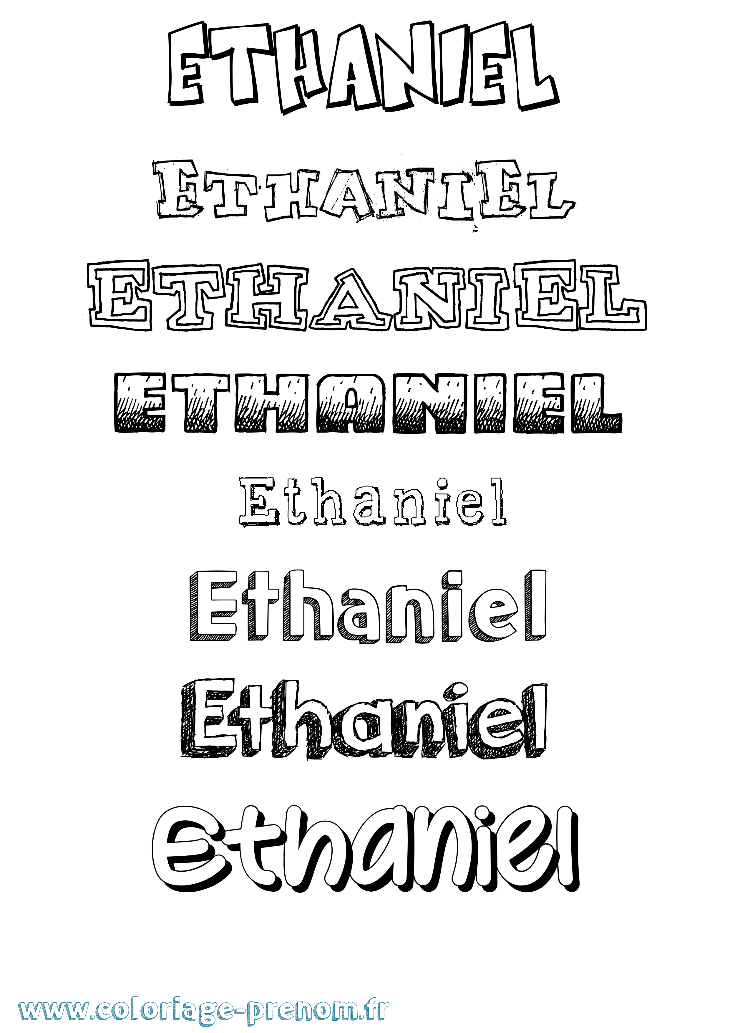 Coloriage Ethaniel Dessiné Coloriage prénom Ethaniel Dessiné