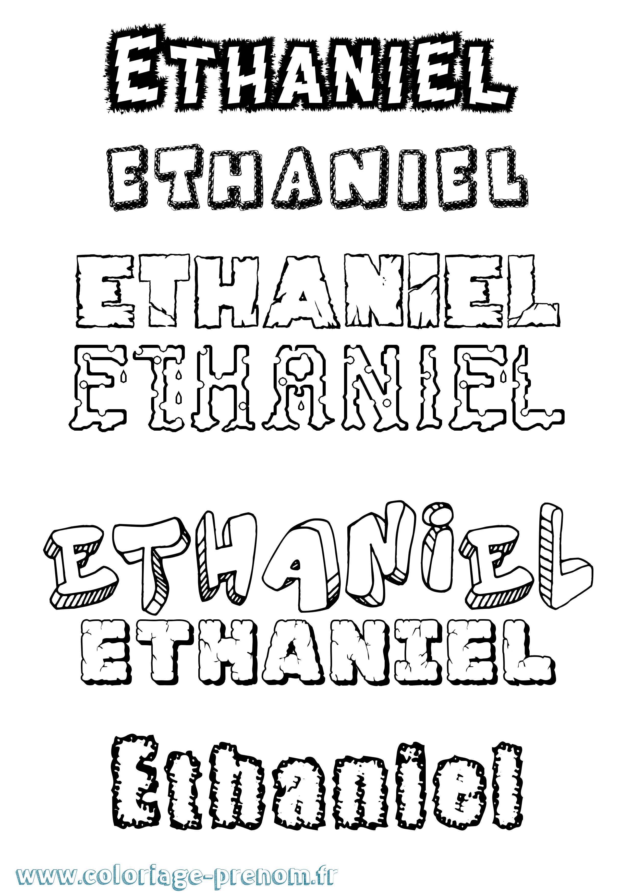 Coloriage Ethaniel Destructuré Coloriage prénom Ethaniel Destructuré