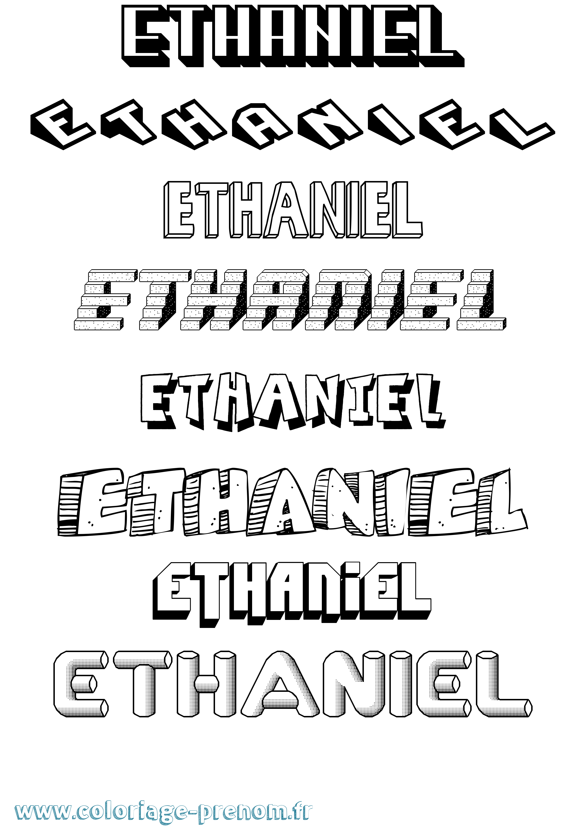 Coloriage Ethaniel Effet 3D Coloriage prénom Ethaniel Effet 3D