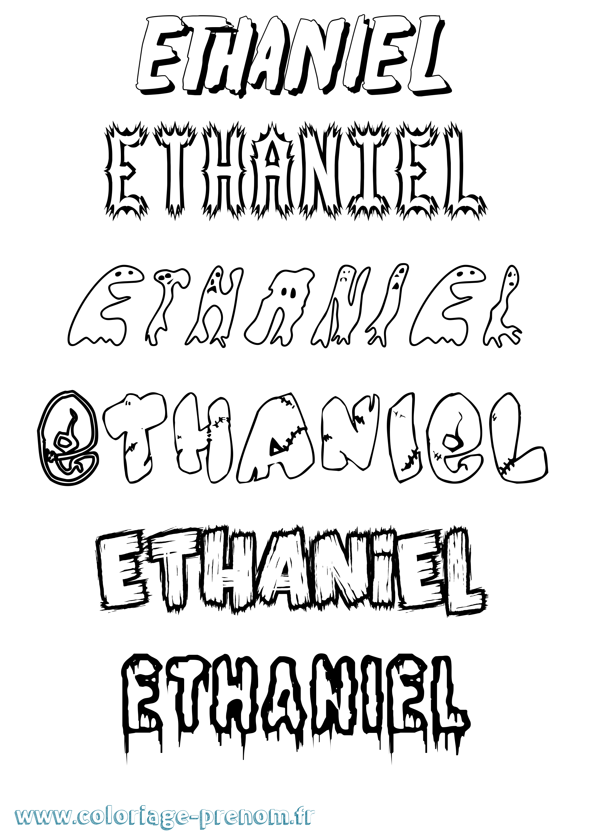 Coloriage Ethaniel Frisson Coloriage prénom Ethaniel Frisson