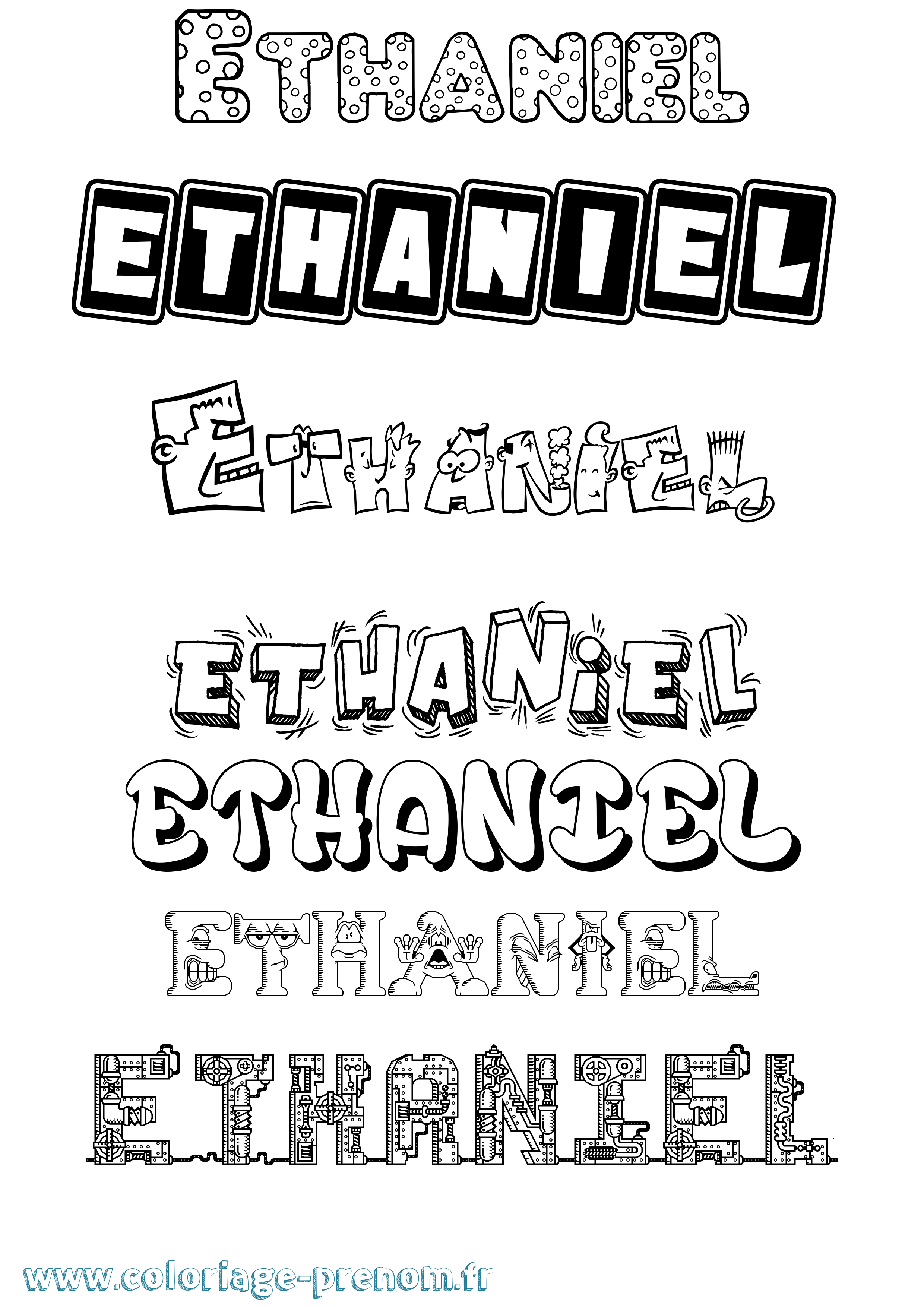Coloriage Ethaniel Fun Coloriage prénom Ethaniel Fun