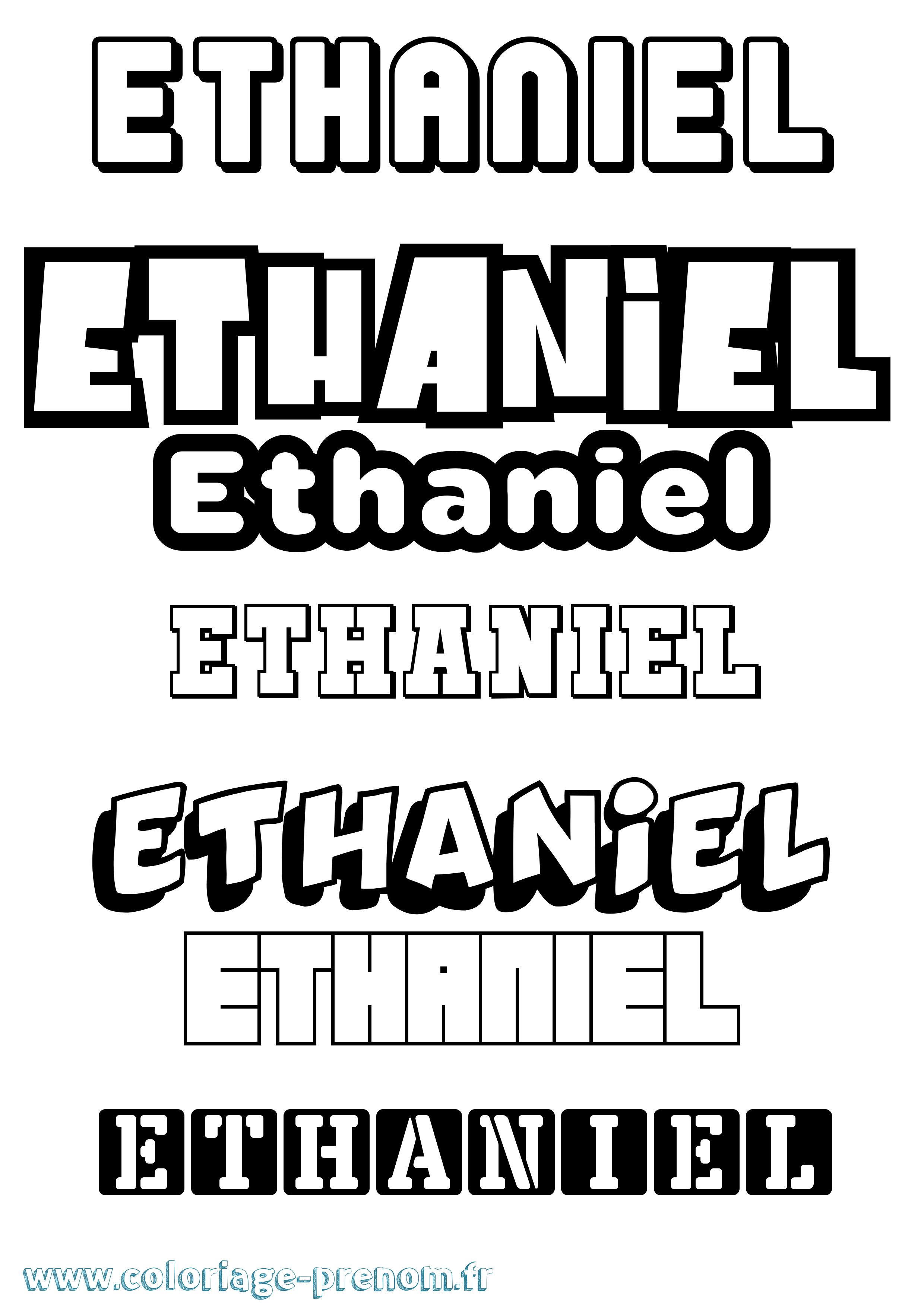 Coloriage Ethaniel Simple Coloriage prénom Ethaniel Simple